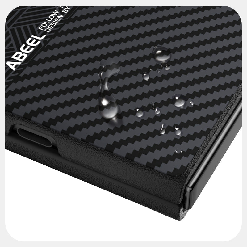 For Honor Magic V3 ABEEL 6D Micro Relief MagSafe Magnetic Phone Case(Carbon Fiber Black)