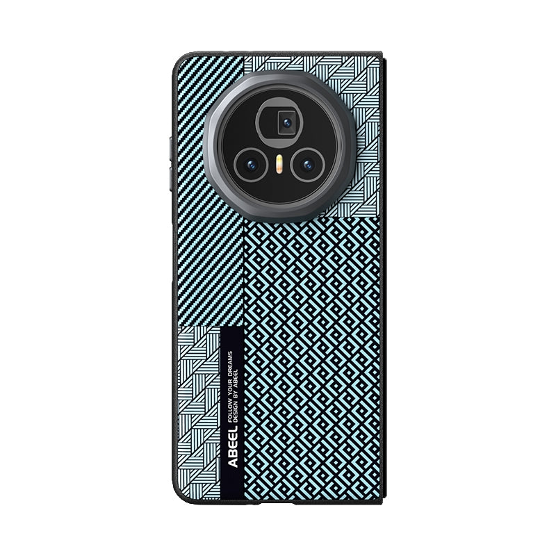 For Honor Magic V3 ABEEL 6D Micro Relief MagSafe Magnetic Phone Case(Carbon Fiber Blue)