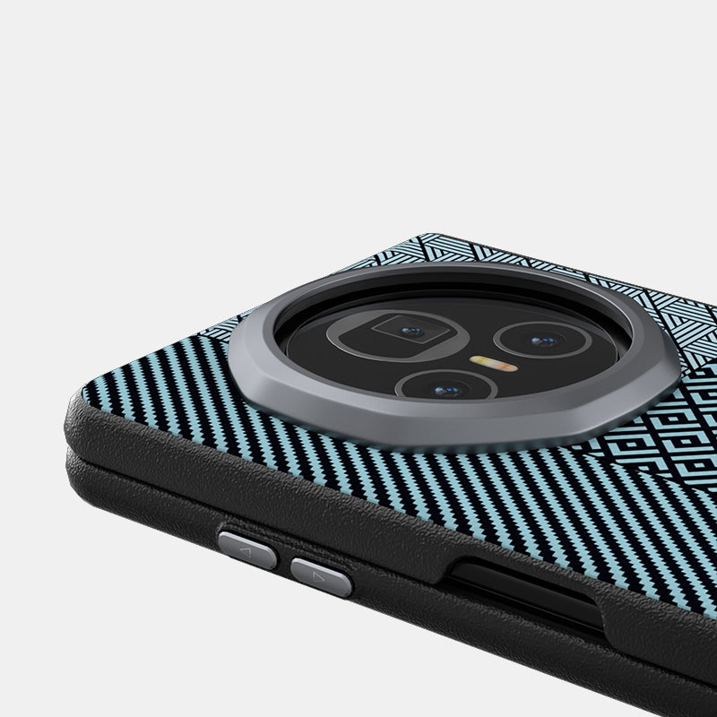 For Honor Magic V3 ABEEL 6D Micro Relief MagSafe Magnetic Phone Case(Carbon Fiber Blue)