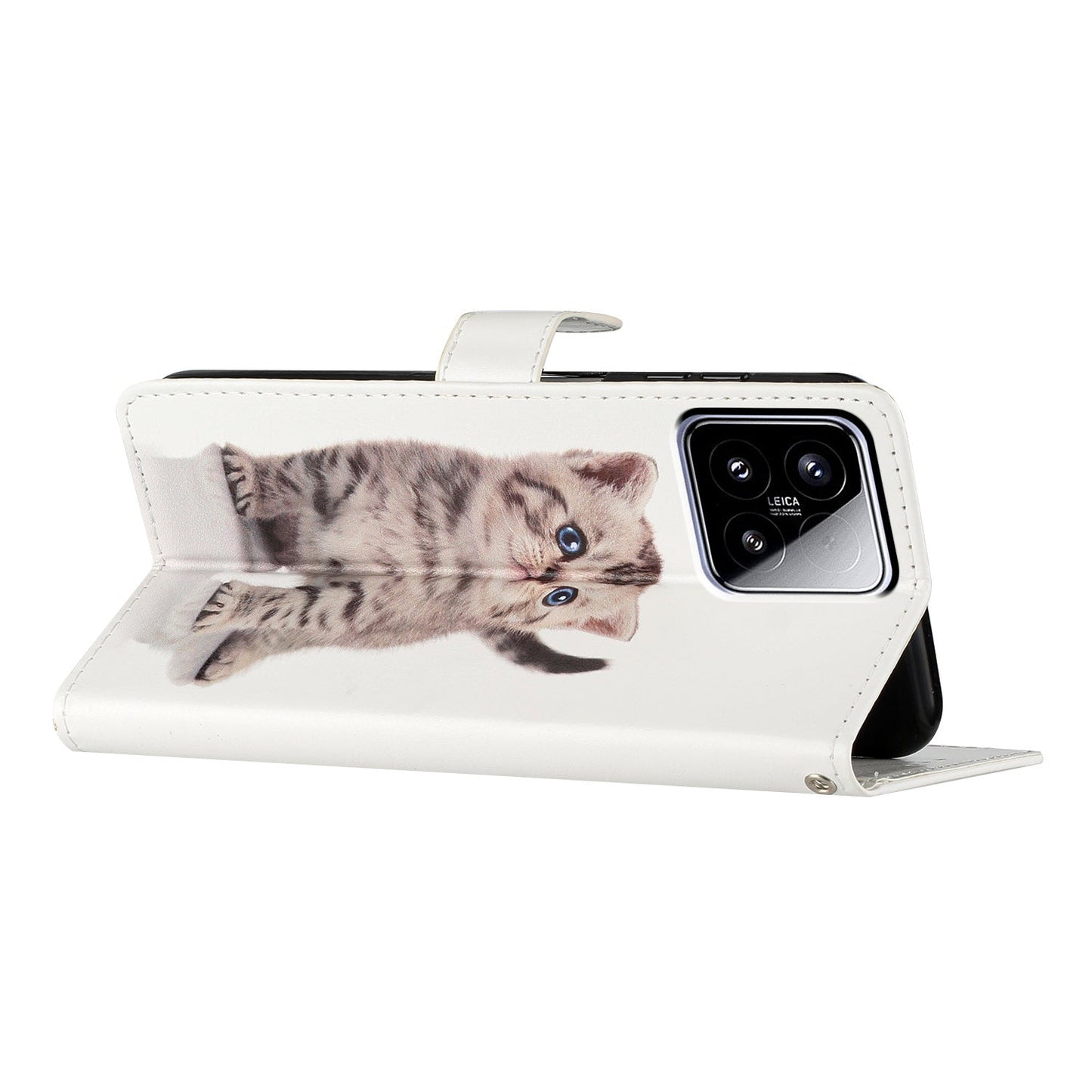 For Xiaomi 15 Colored Drawing Leather Phone Case(Little Tabby Cat)