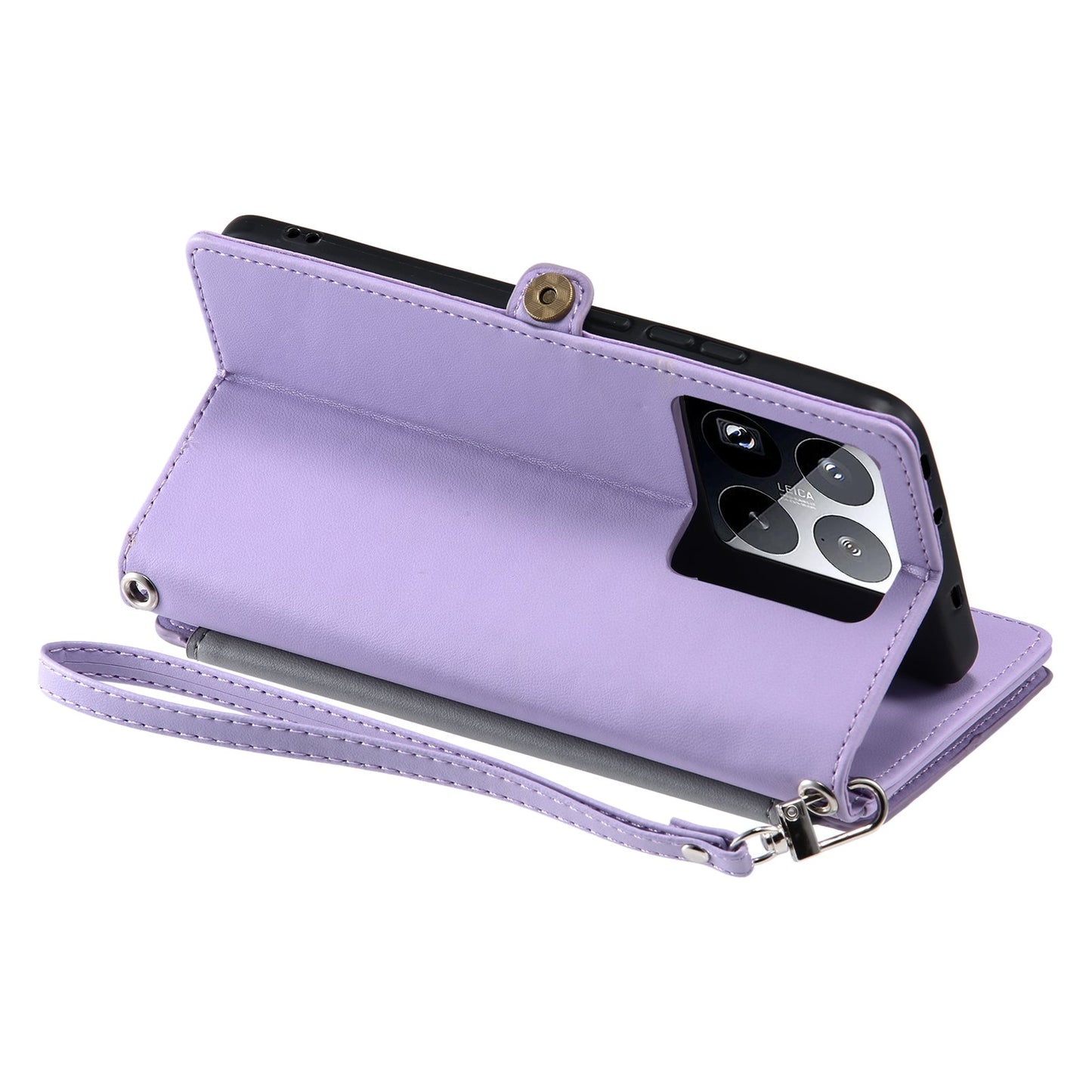 For Xiaomi 15 Pro Leather Stitching Multi-card Slot Zipper Phone Case(Purple)