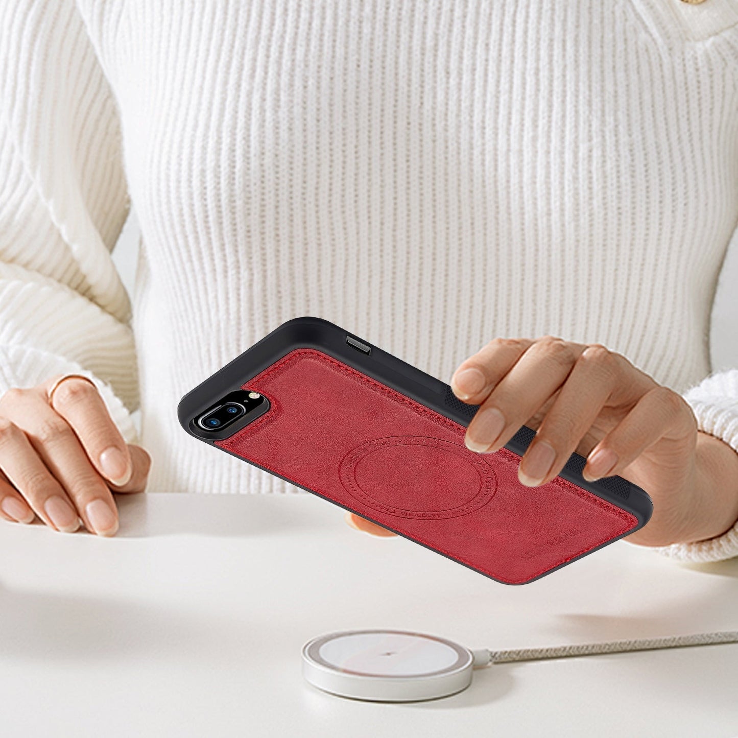 For iPhone 16e LC.IMEEKE Magsafe Phone Case(Red)