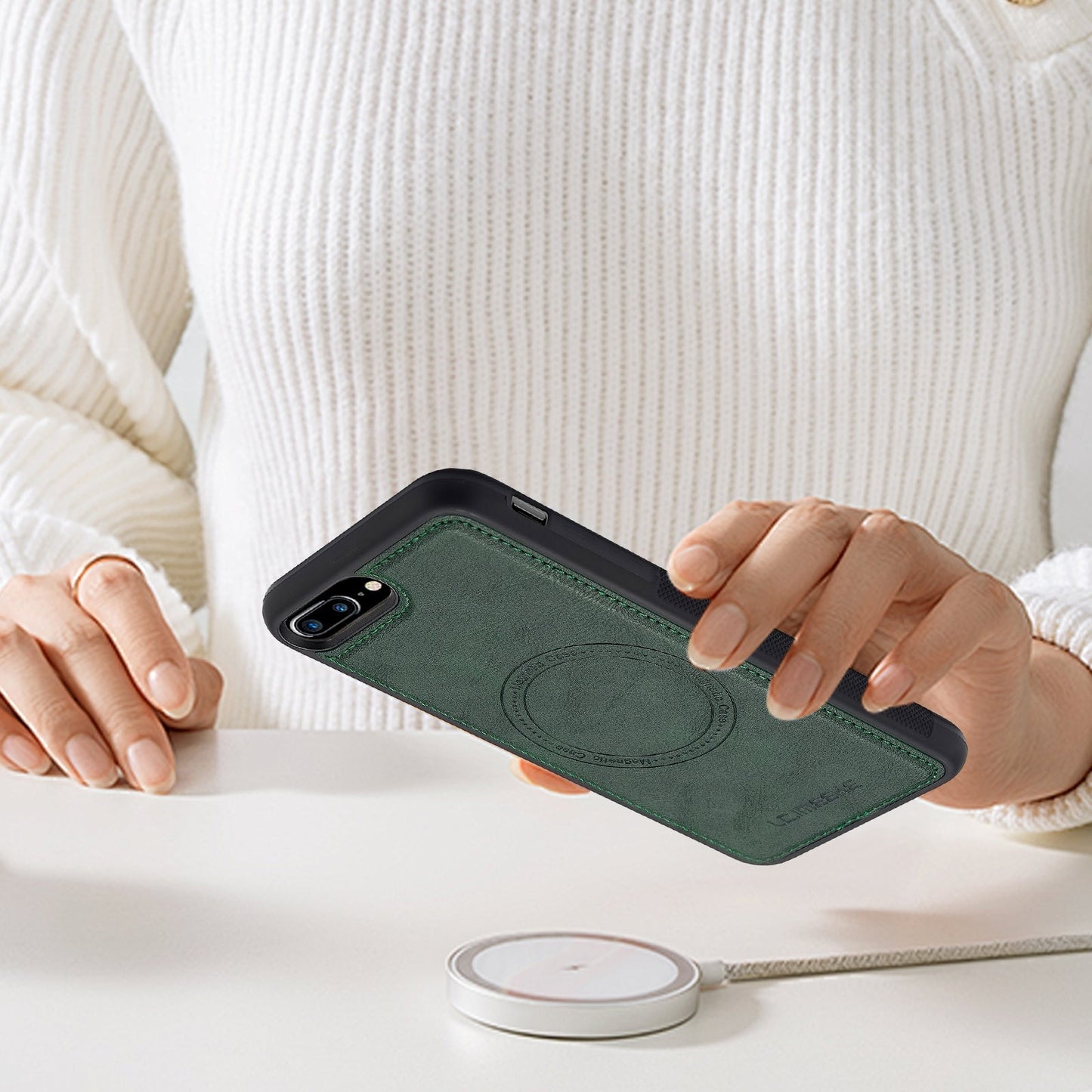 For iPhone 16e LC.IMEEKE Magsafe Phone Case(Green)