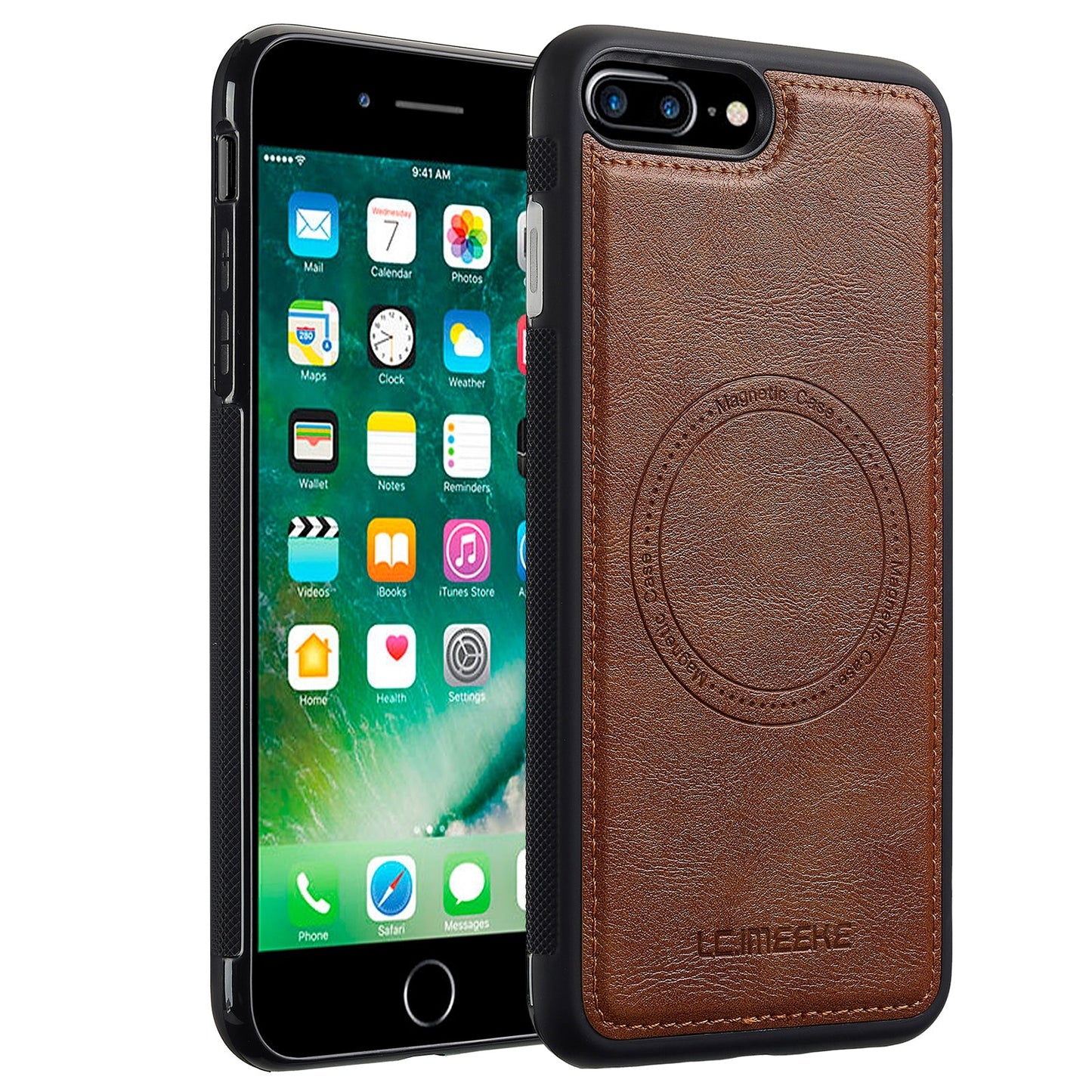 For iPhone 16e LC.IMEEKE Magsafe Phone Case(Brown)