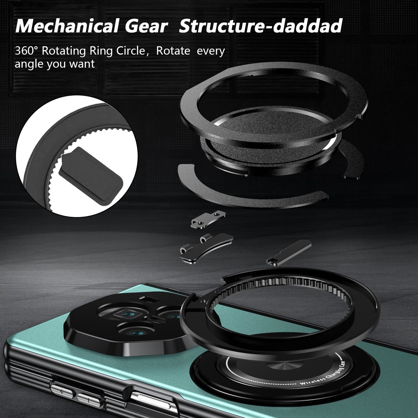 For Honor Magic V3 Gold Medal Rotating Folding Series Ring Holder Phone Case(Royal Blue)