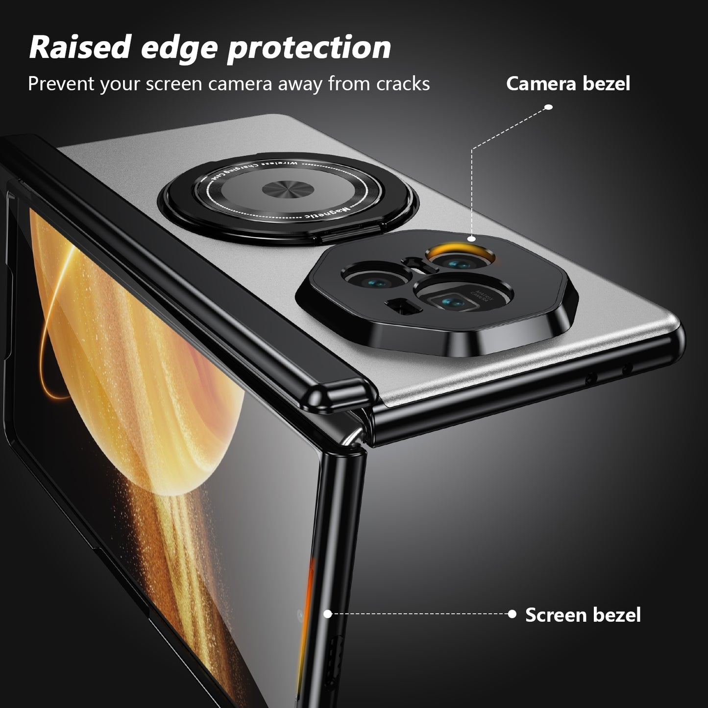 For Honor Magic V3 Gold Medal Rotating Folding Series Ring Holder Phone Case(Silver)