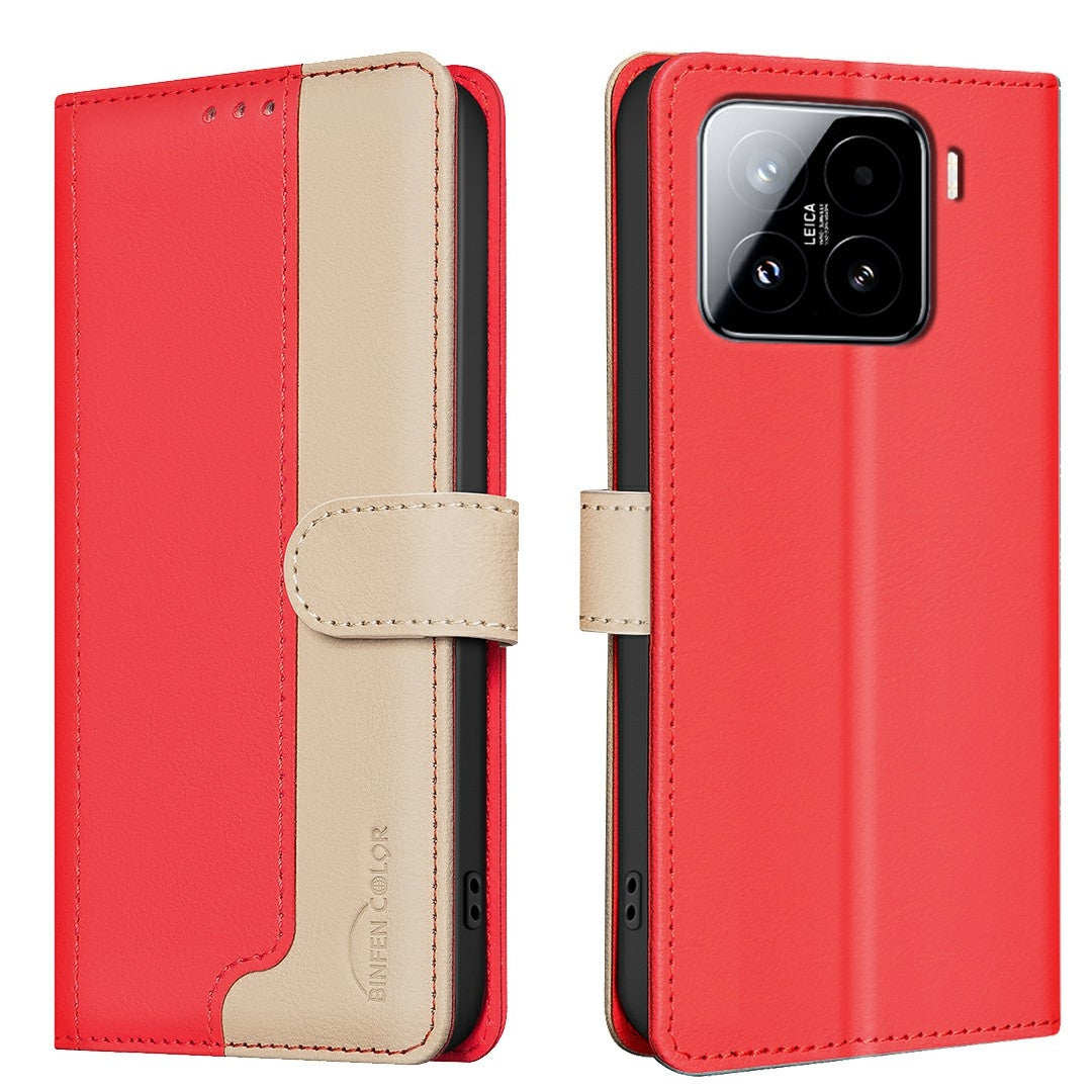 For Xiaomi 15 Color Matching RFID Anti-theft Leather Phone Case(Red)