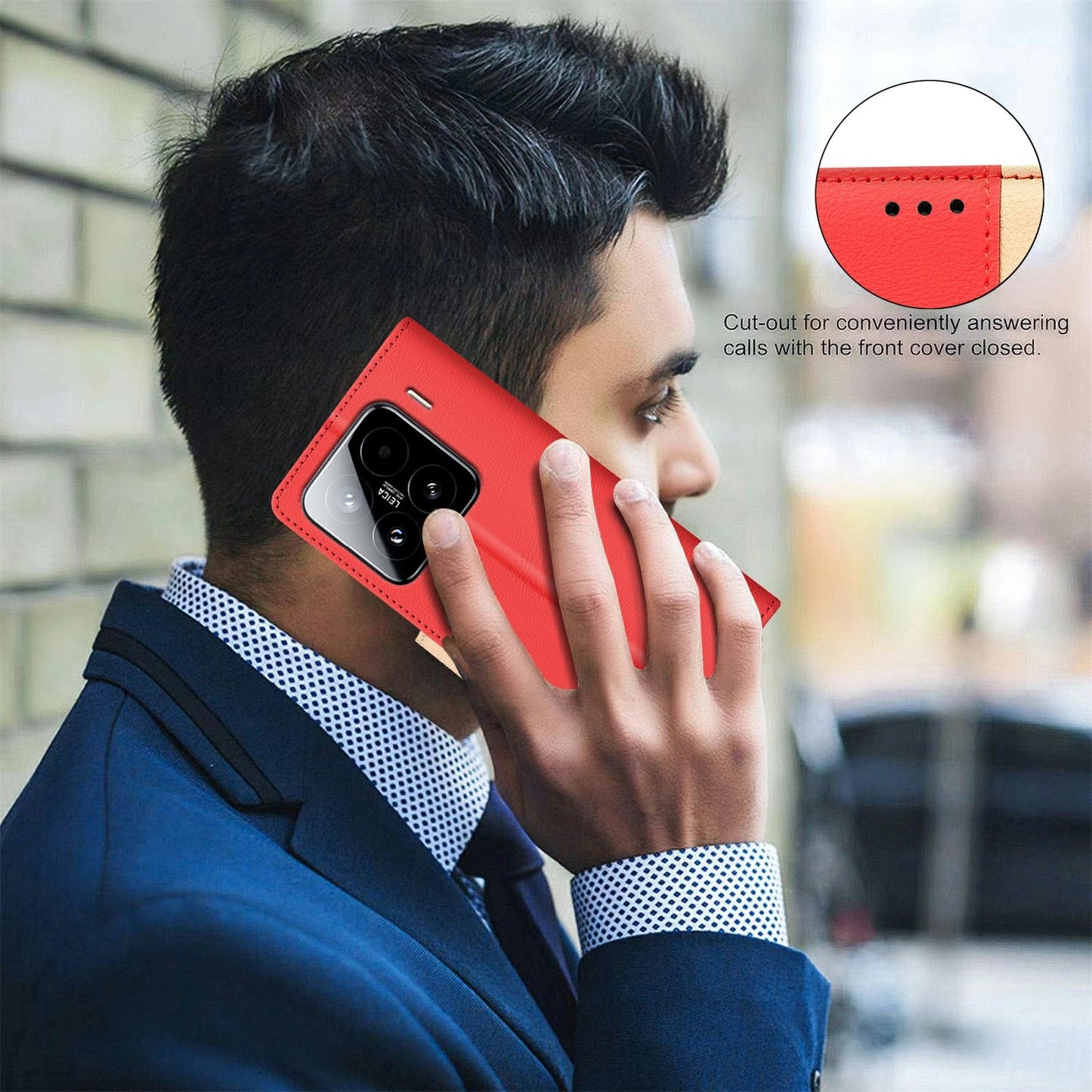 For Xiaomi 15 Color Matching RFID Anti-theft Leather Phone Case(Red)