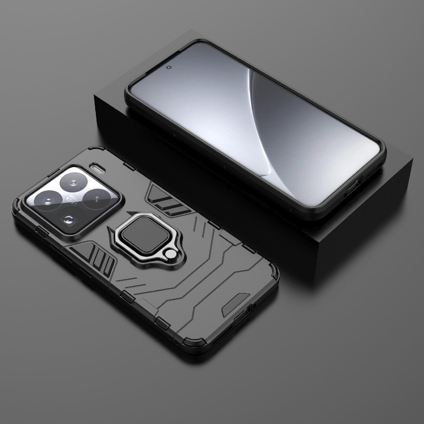 For Xiaomi 15 Pro Shockproof PC + TPU Holder Phone Case(Black)