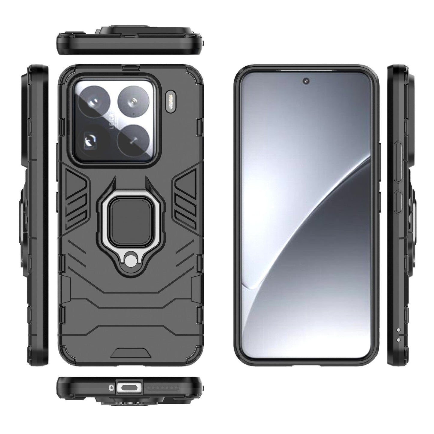 For Xiaomi 15 Pro Shockproof PC + TPU Holder Phone Case(Black)