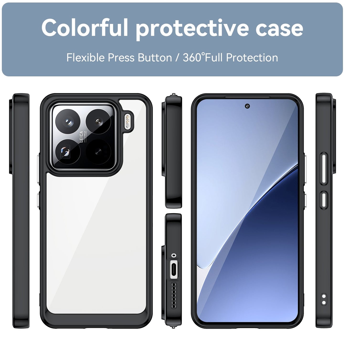 For Xiaomi 15 Pro Colorful Series Acrylic Hybrid TPU Phone Case(Black)