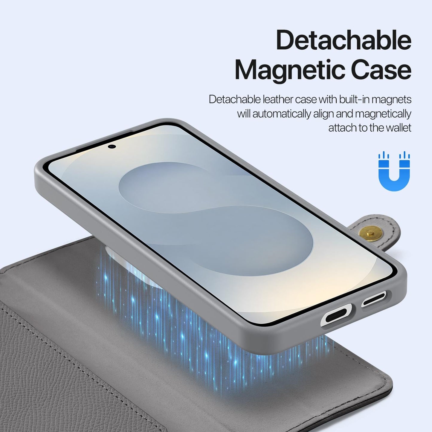 For Samsung Galaxy S25 Edge 5G DUX DUCIS Lawa Series 2 in 1 Wallet Zipper Detachable MagSafe Phone Case with Lanyard(Grey)