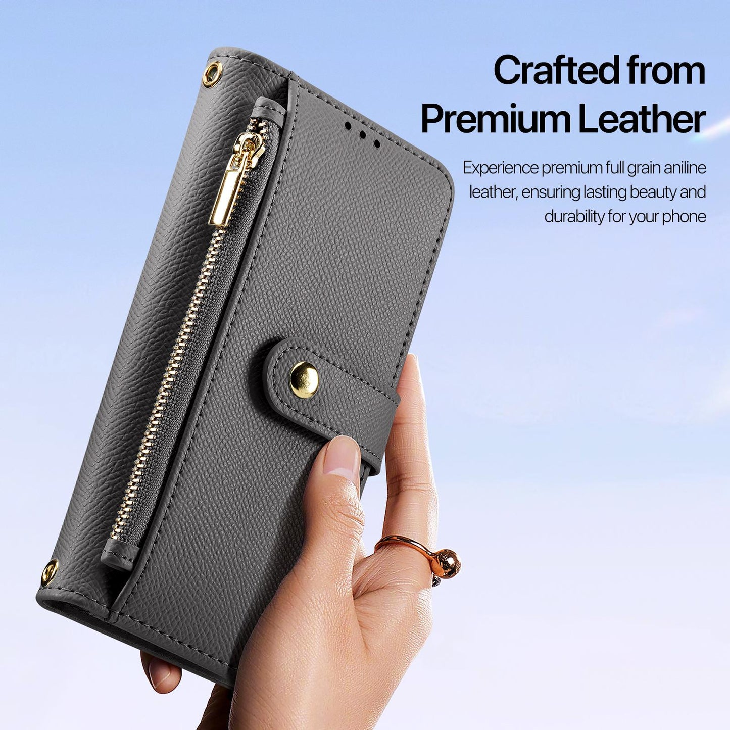 For Samsung Galaxy S25 Edge 5G DUX DUCIS Lawa Series 2 in 1 Wallet Zipper Detachable MagSafe Phone Case with Lanyard(Grey)