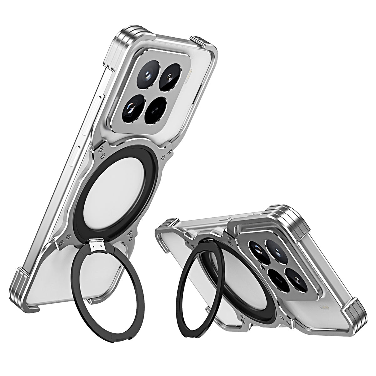 For Xiaomi 15 Pro Mechanical Arm Borderless MagSafe Holder Metal Phone Case(Silver)