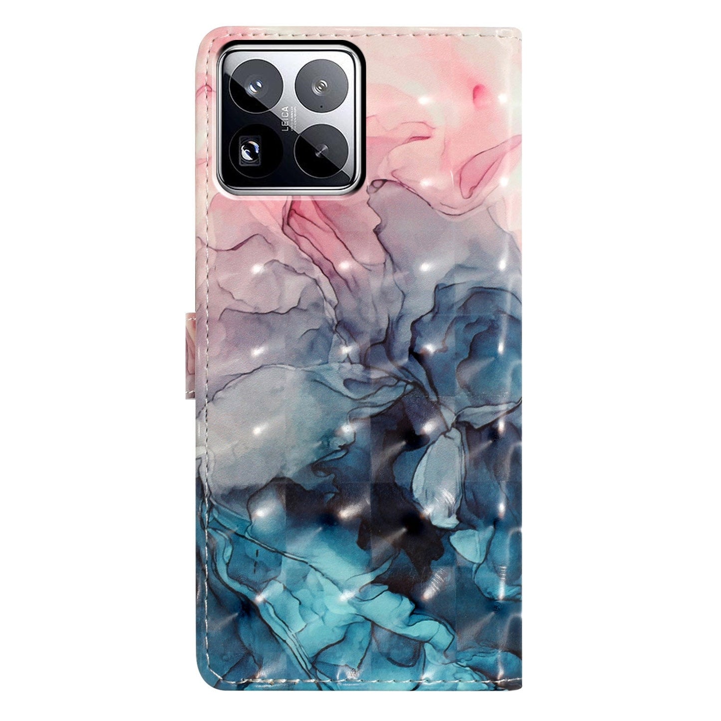 For Xiaomi 15 Pro 3D Pattern Leather Phone Case(3D Pink Blue Marble)