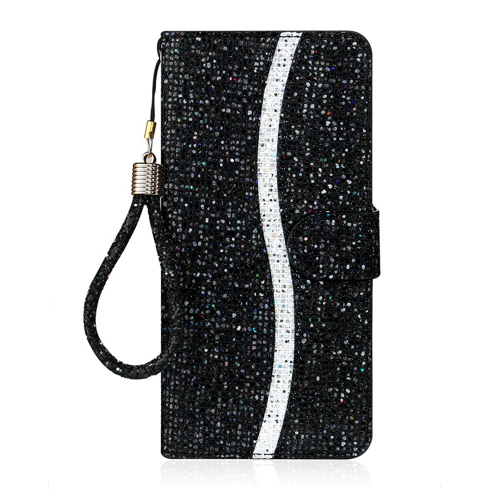 For Samsung Galaxy S25 Edge 5G Glitter Powder Filp Leather Phone Case(Black)
