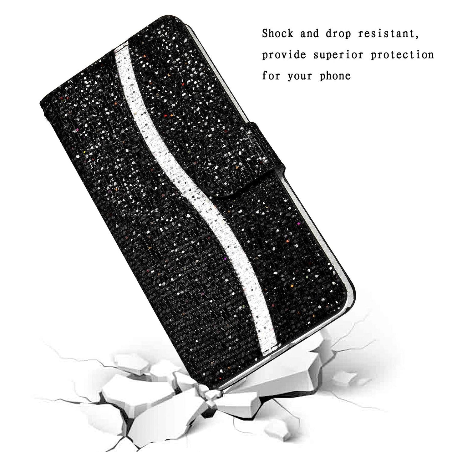 For Samsung Galaxy S25 Edge 5G Glitter Powder Filp Leather Phone Case(Black)
