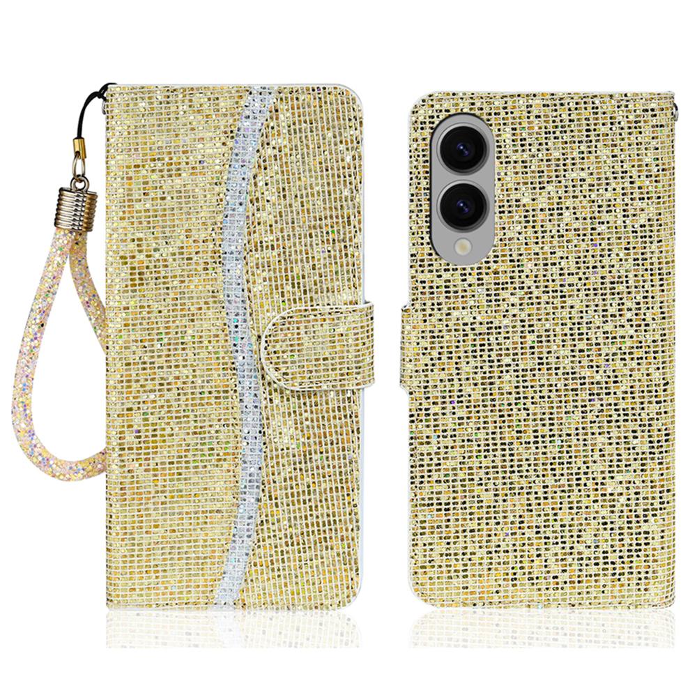 For Samsung Galaxy S25 Edge 5G Glitter Powder Filp Leather Phone Case(Gold)