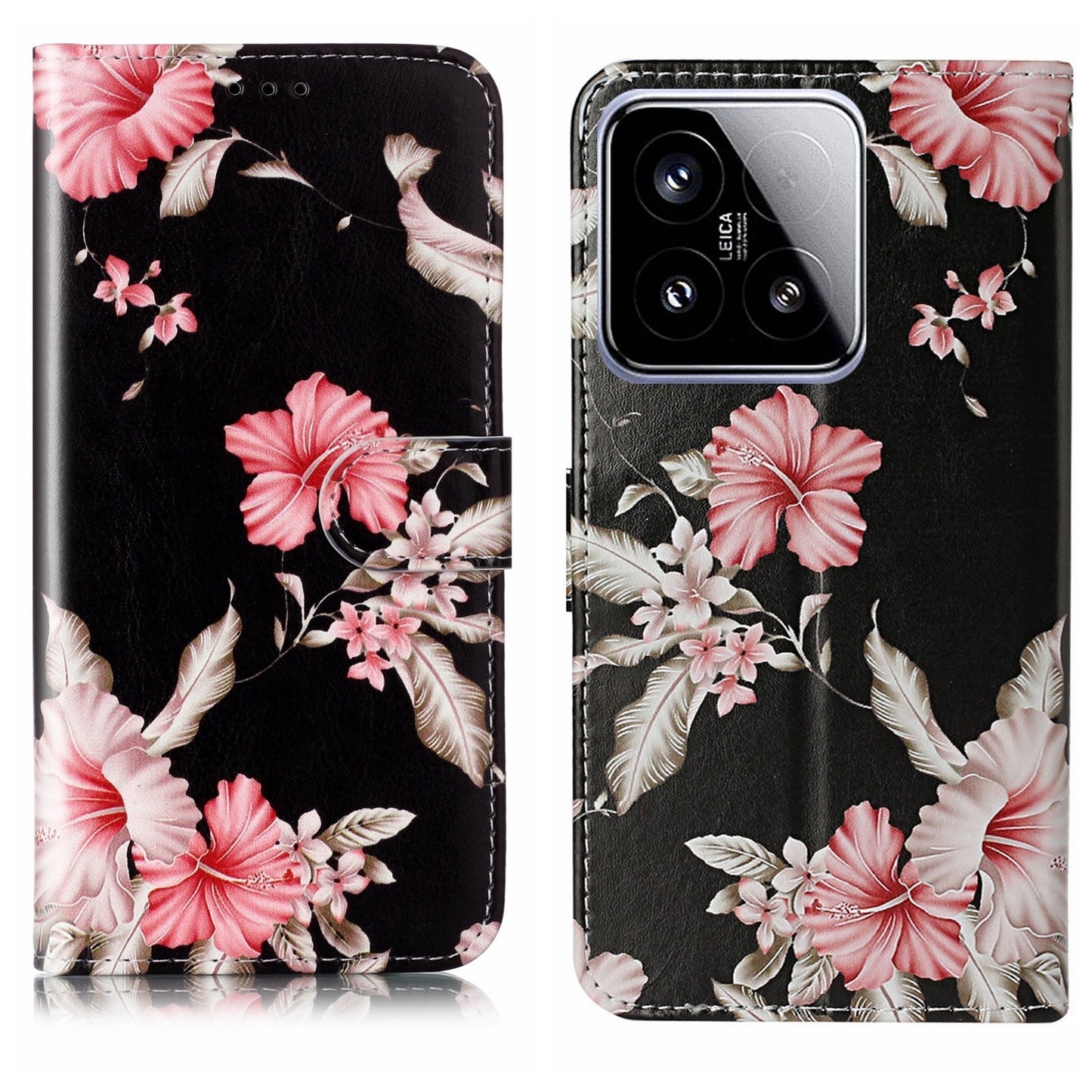 For Xiaomi 15 Colored Drawing Marble Pattern Leather Phone Case(Azalea)