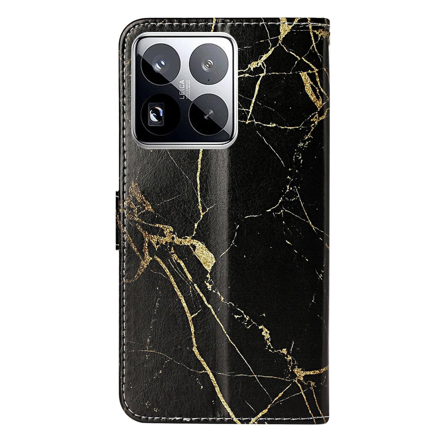 For Xiaomi 15 Pro Colored Drawing Marble Pattern Leather Phone Case(Black Gold Marble)