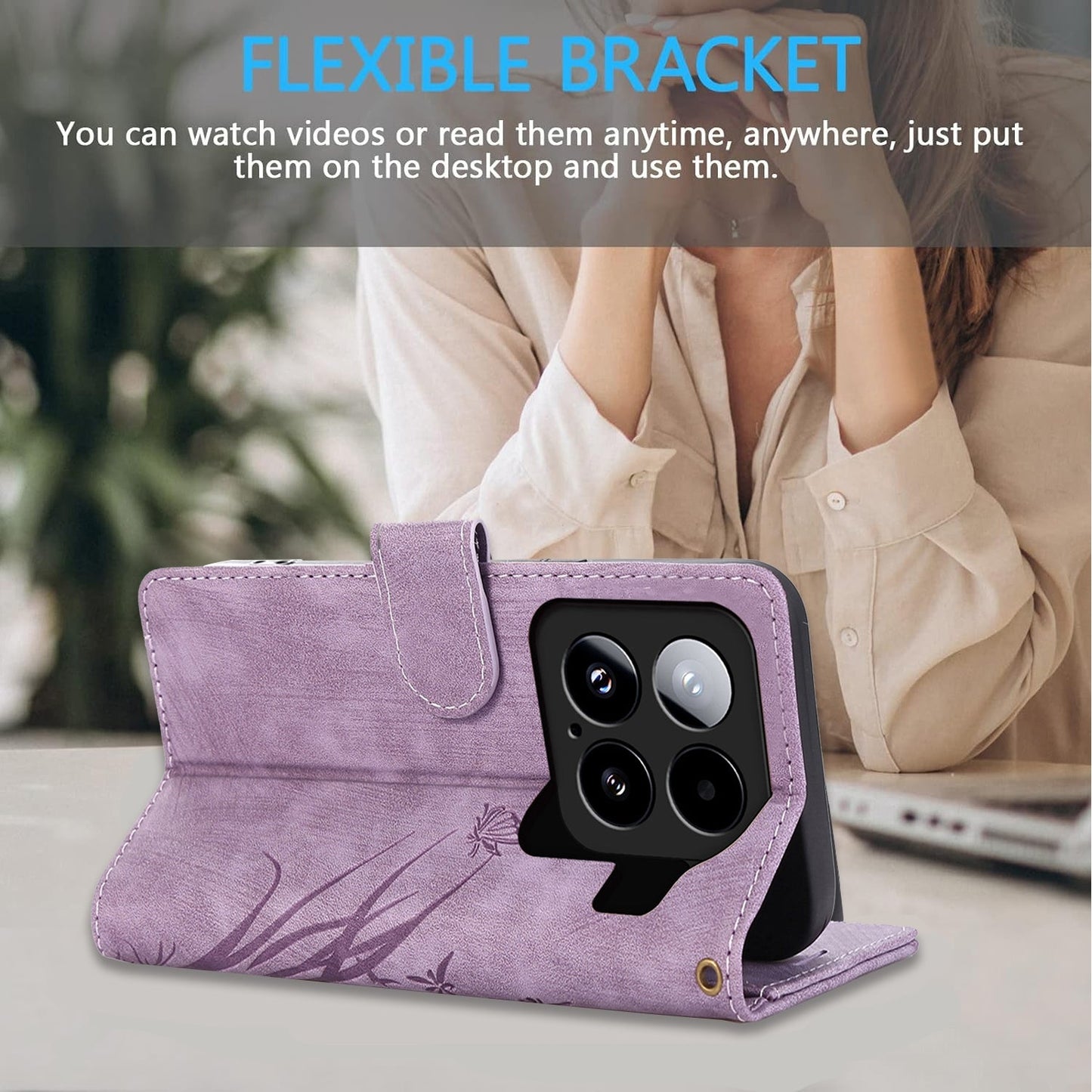 For Xiaomi 15 Orchid Butterfly Embossed Leather Phone Case(Purple)