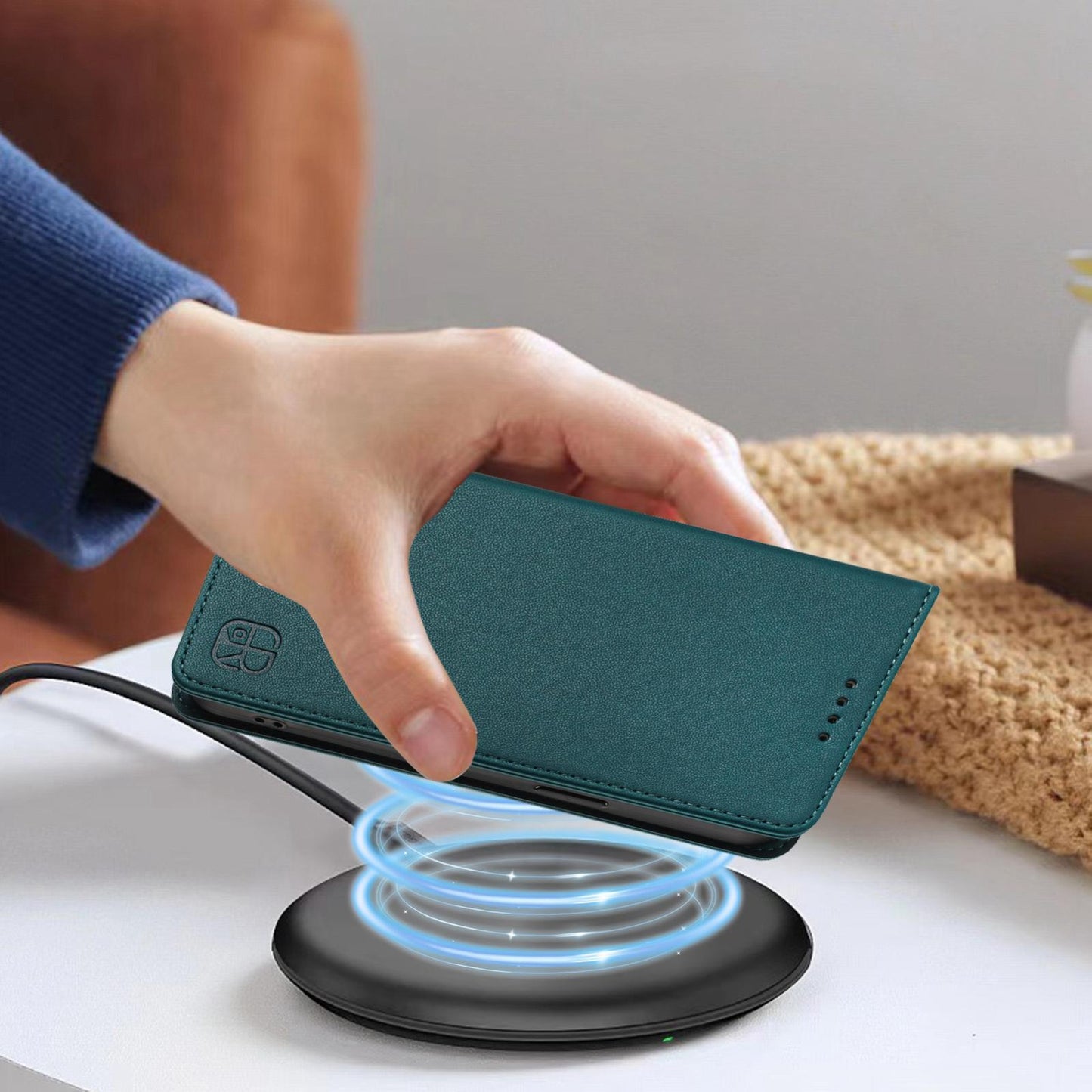 For Samsung Galaxy S25 Edge 5G RC01 Dual-Folded Magnetic Suction RFID Leather Phone Case(Dark Green)