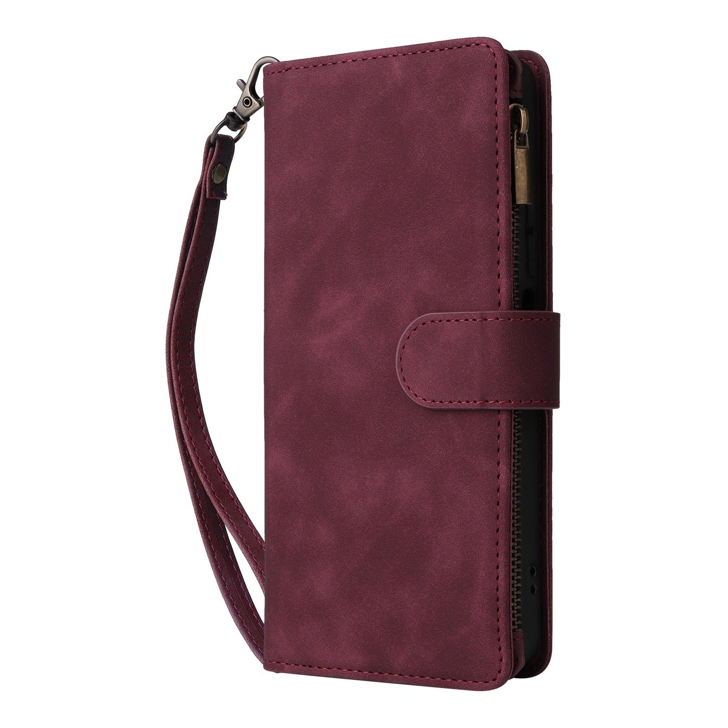 For Redmi 14C 4G Multifunctional Frosted Zipper Wallet Leather Phone Case(Wine Red)