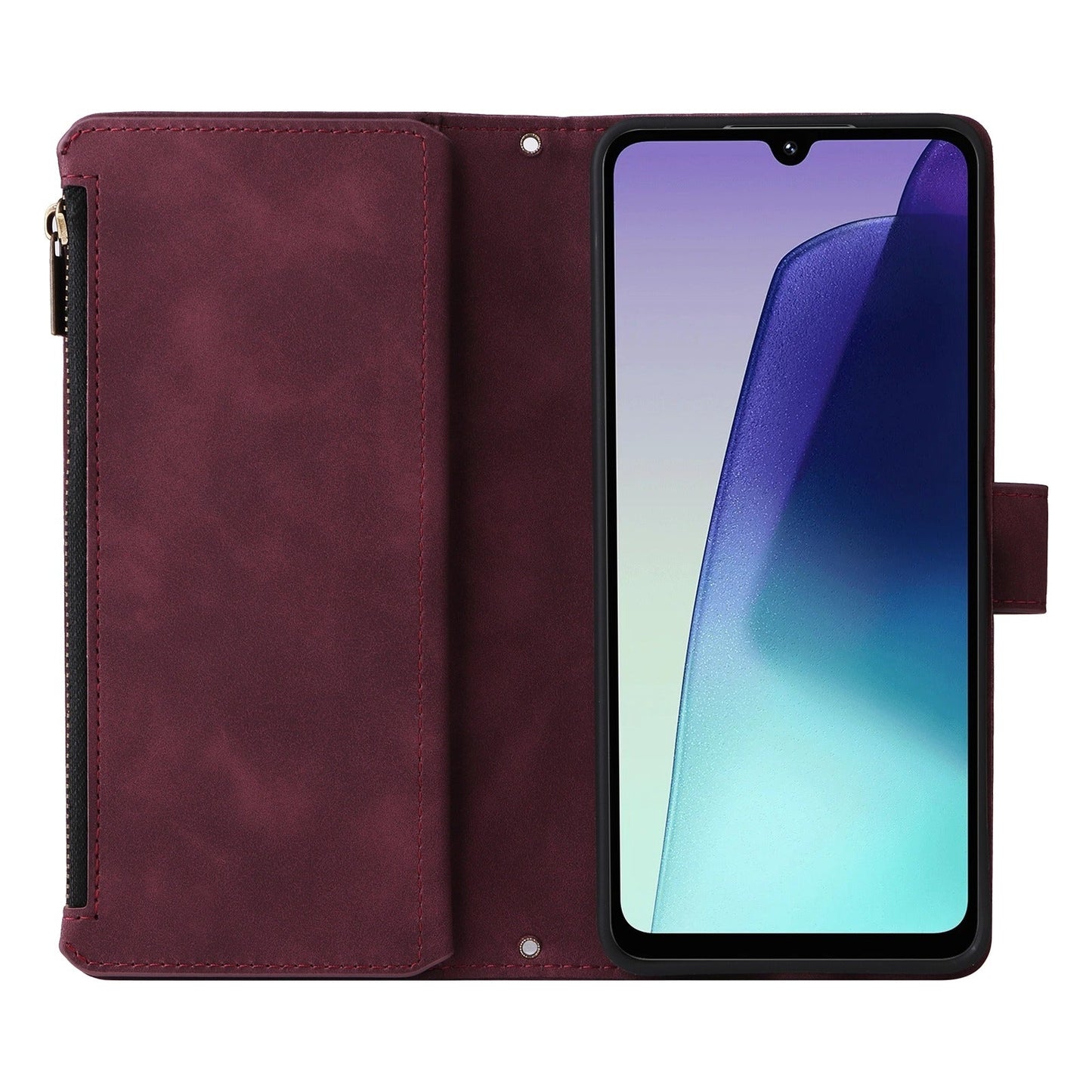 For Redmi 14C 4G Multifunctional Frosted Zipper Wallet Leather Phone Case(Wine Red)