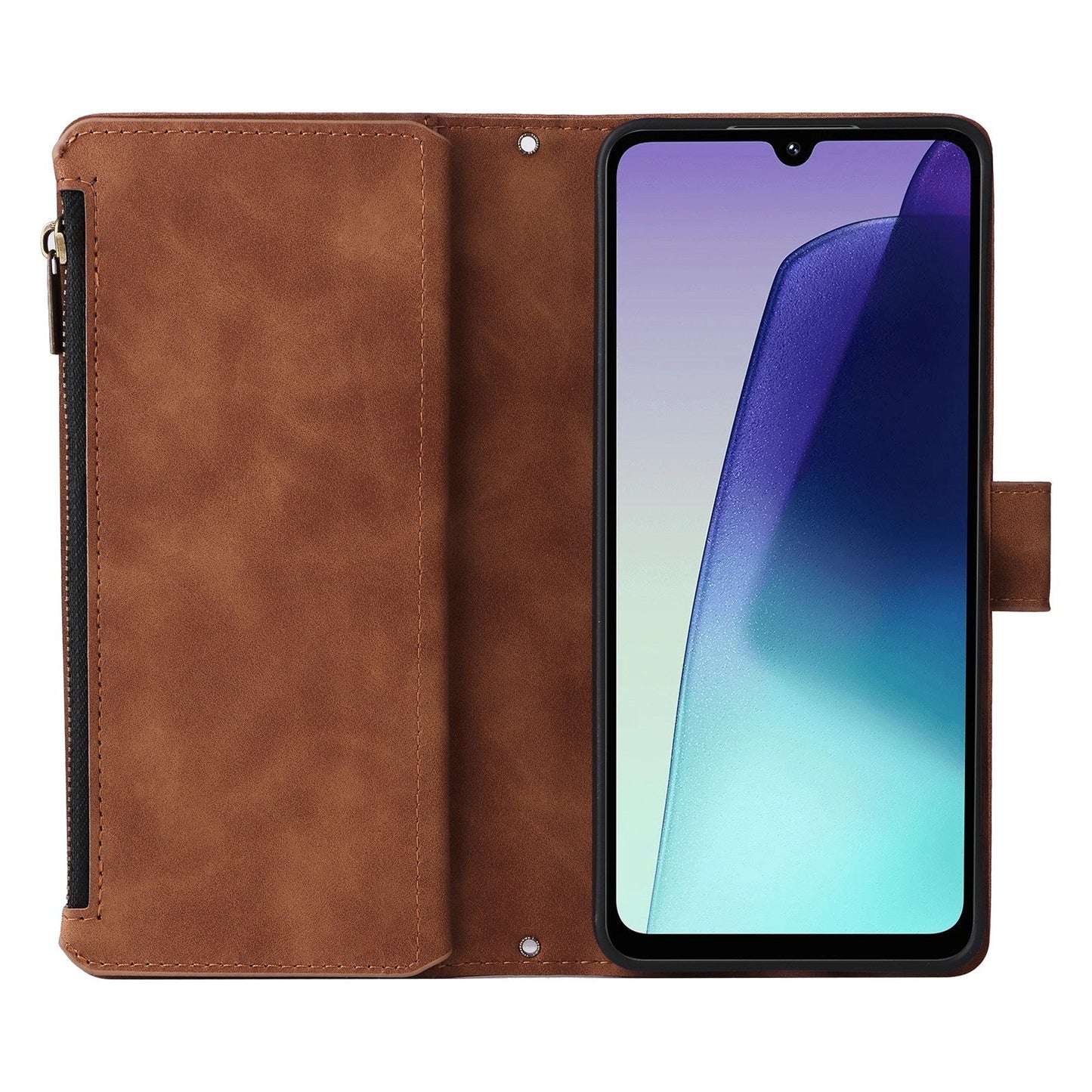 For Redmi 14C 4G Multifunctional Frosted Zipper Wallet Leather Phone Case(Brown)