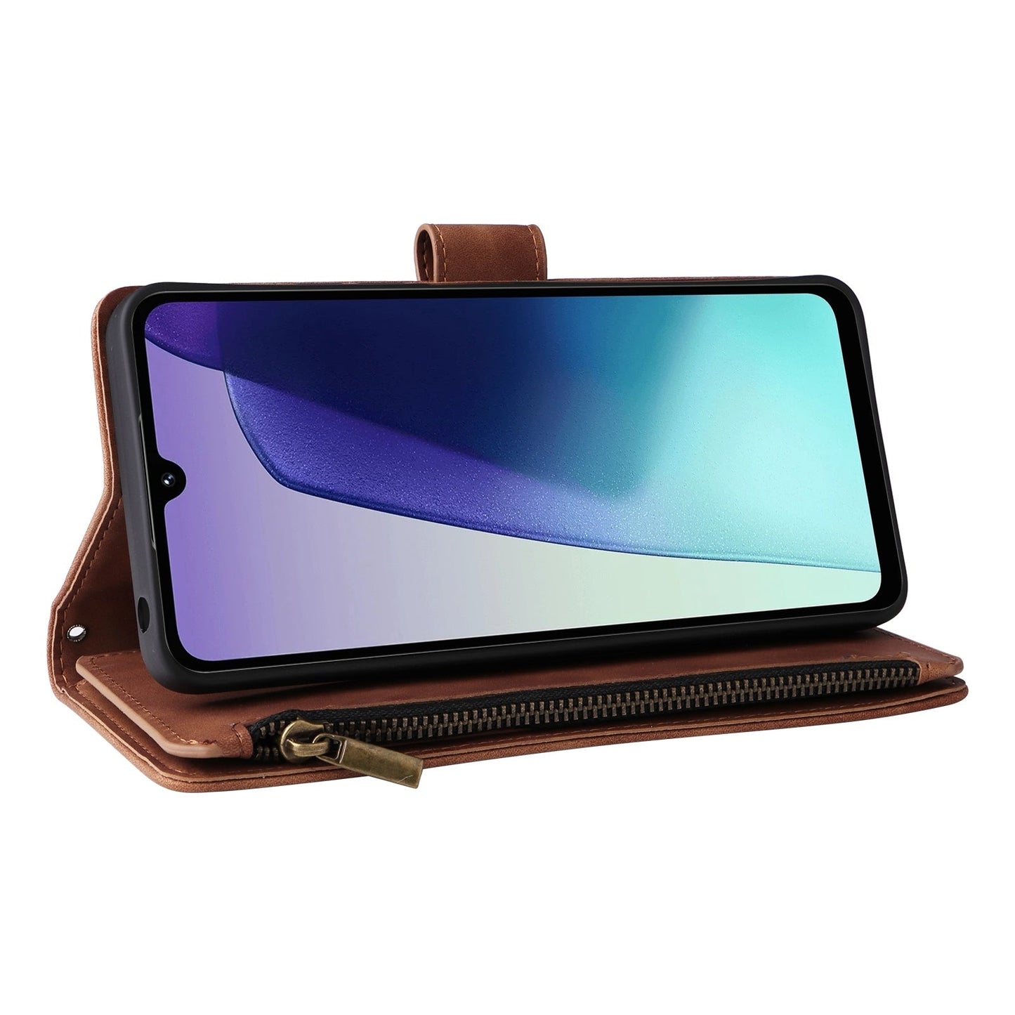 For Redmi 14C 4G Multifunctional Frosted Zipper Wallet Leather Phone Case(Brown)