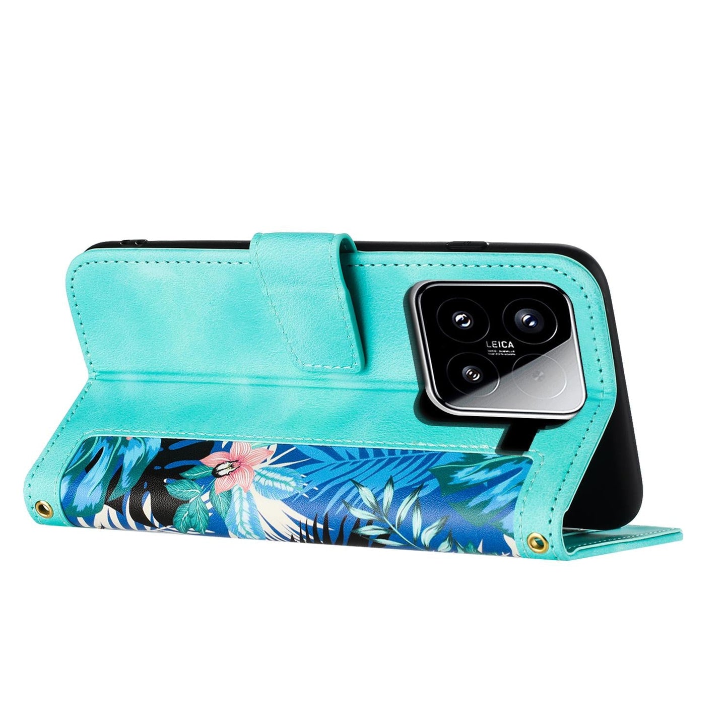 For Xiaomi 15 Pro Floral Pattern Leather Phone Case with Lanyard(Green)