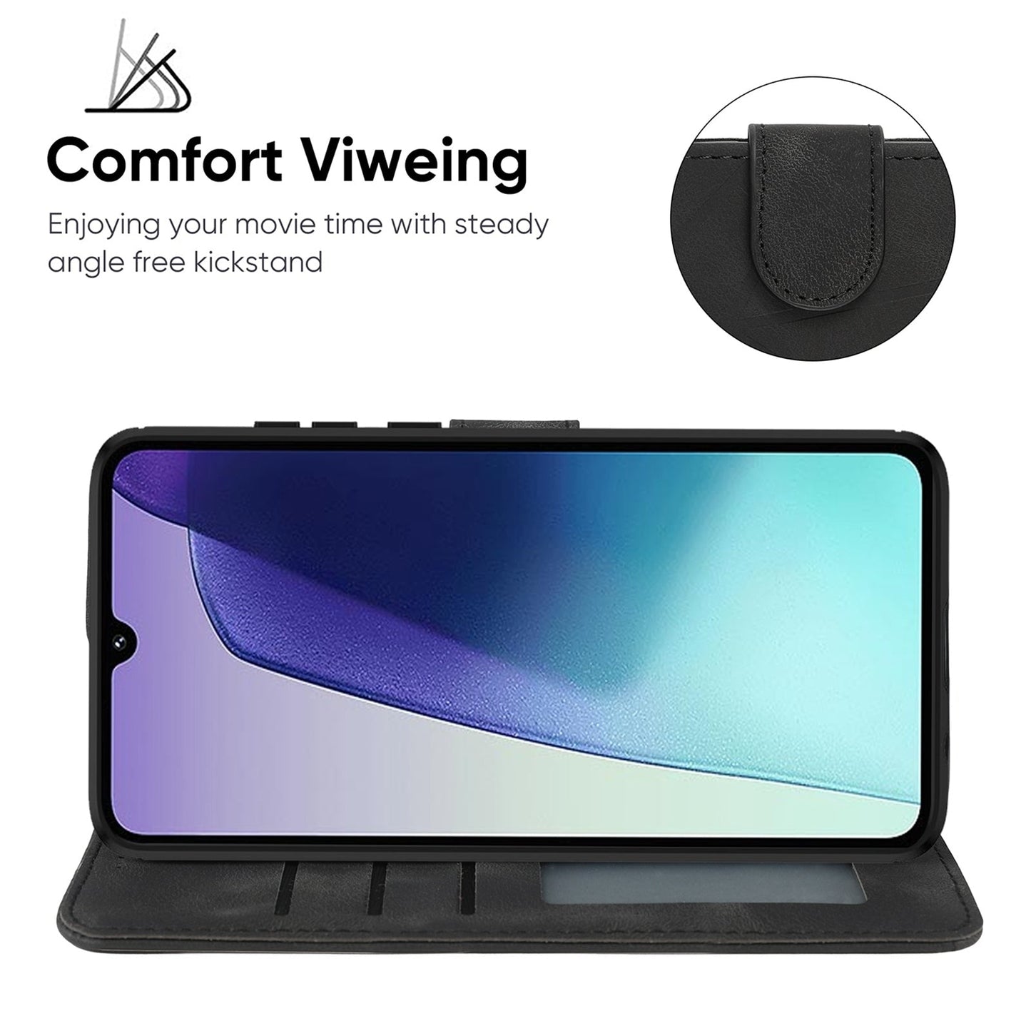 For Redmi 14C 4G Skin Feel Geometric Lines Leather Phone Case(Black)