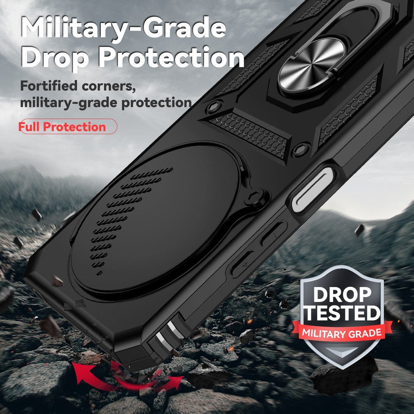 For Redmi 14C 4G Sliding Camshield Holder Phone Case(Black)