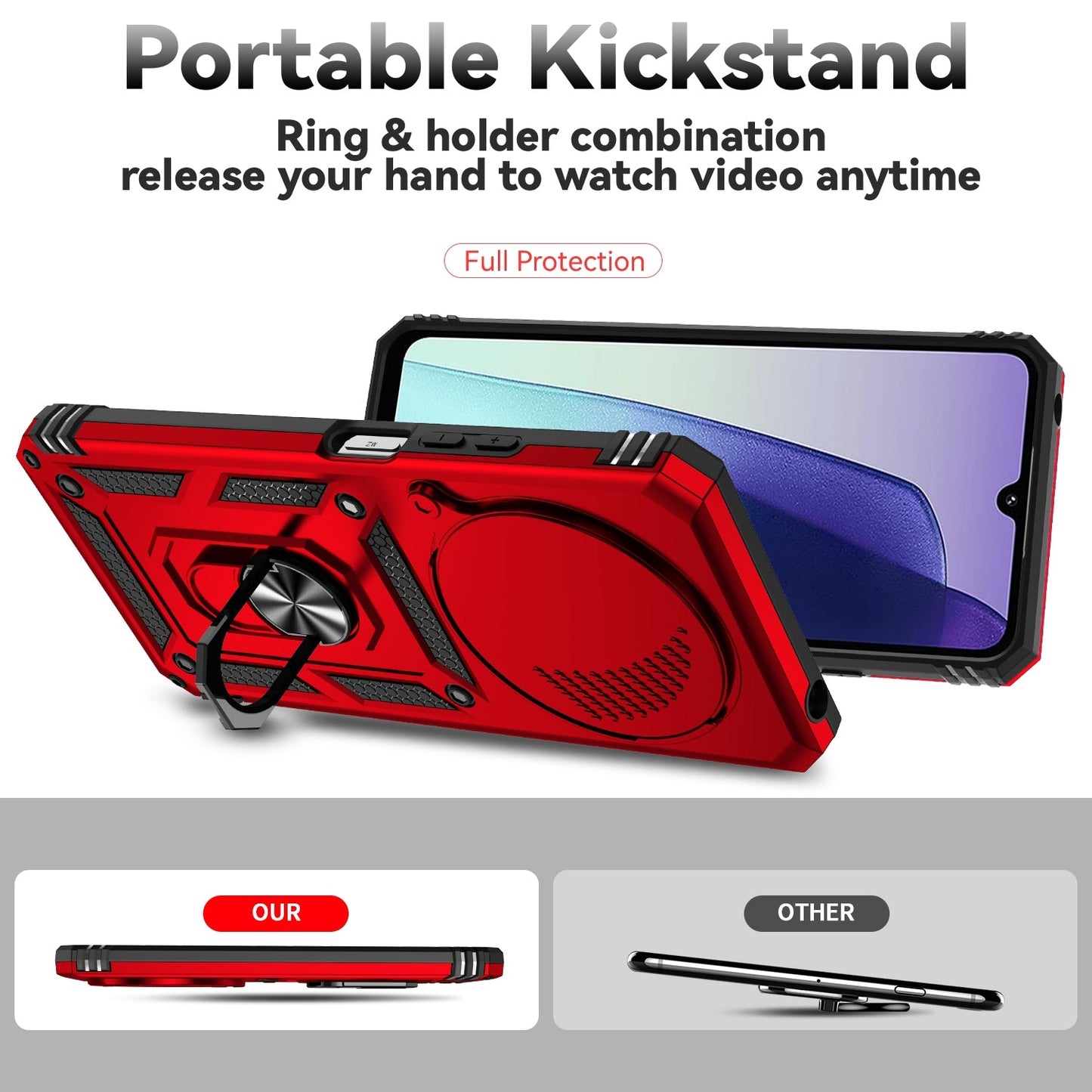 For Redmi 14C 4G Sliding Camshield Holder Phone Case(Red)