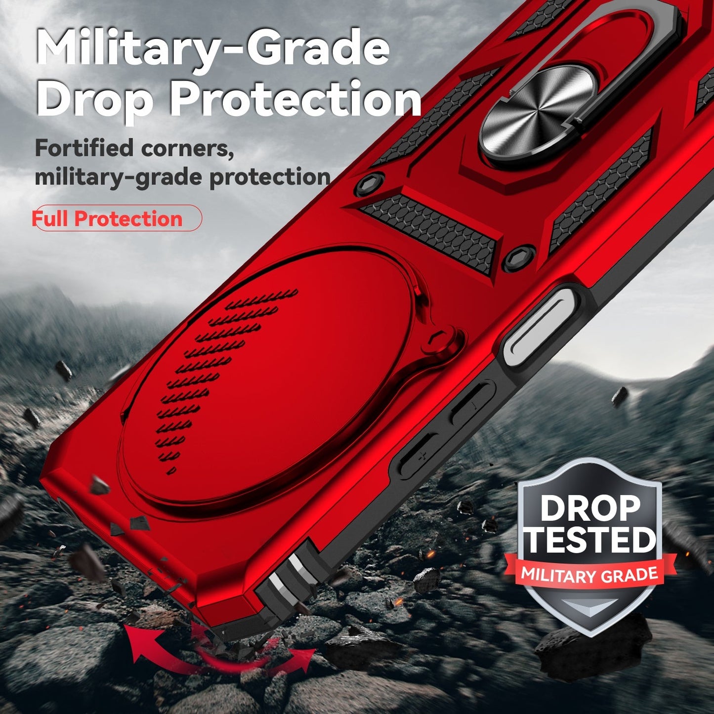 For Redmi 14C 4G Sliding Camshield Holder Phone Case(Red)