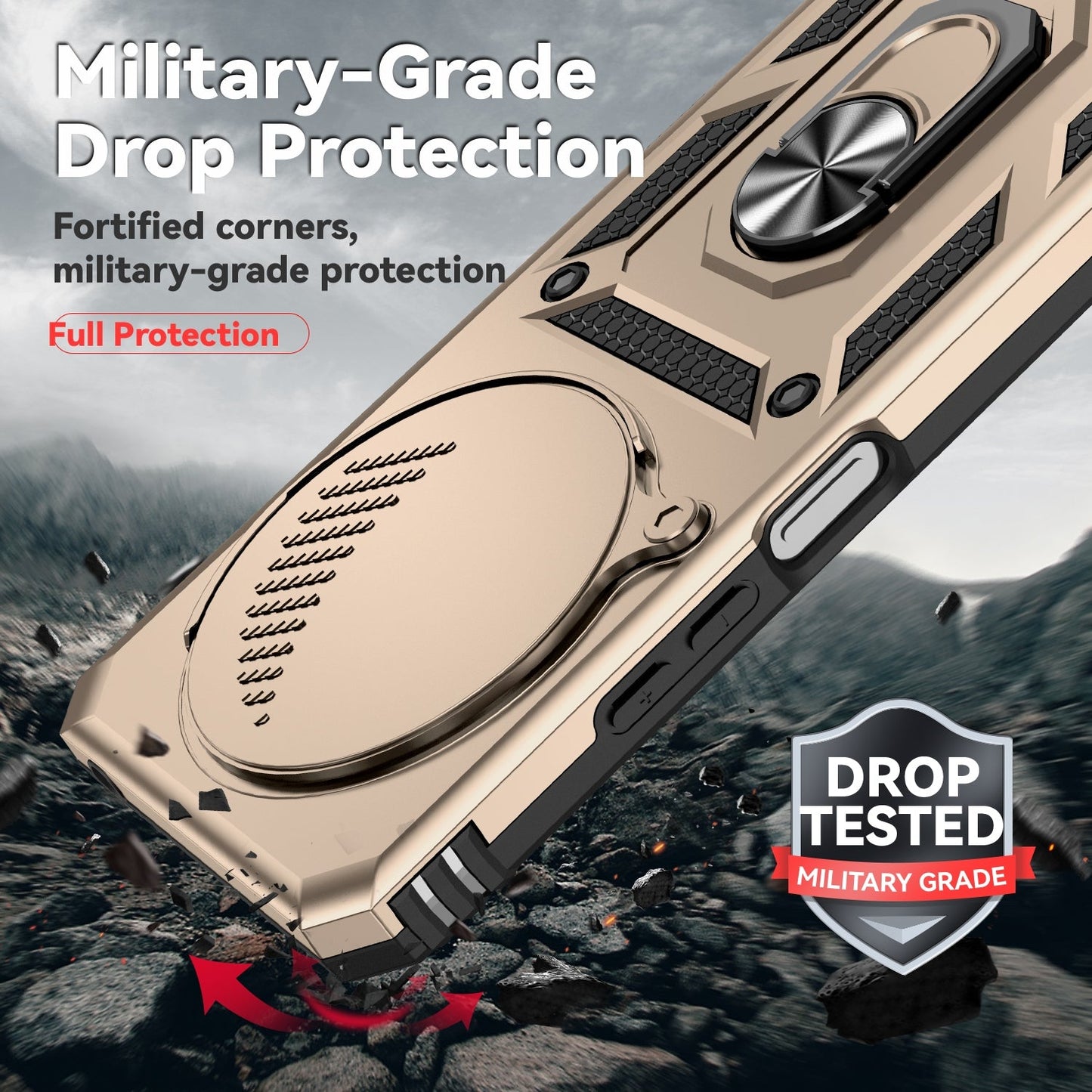 For Redmi 14C 4G Sliding Camshield Holder Phone Case(Gold)