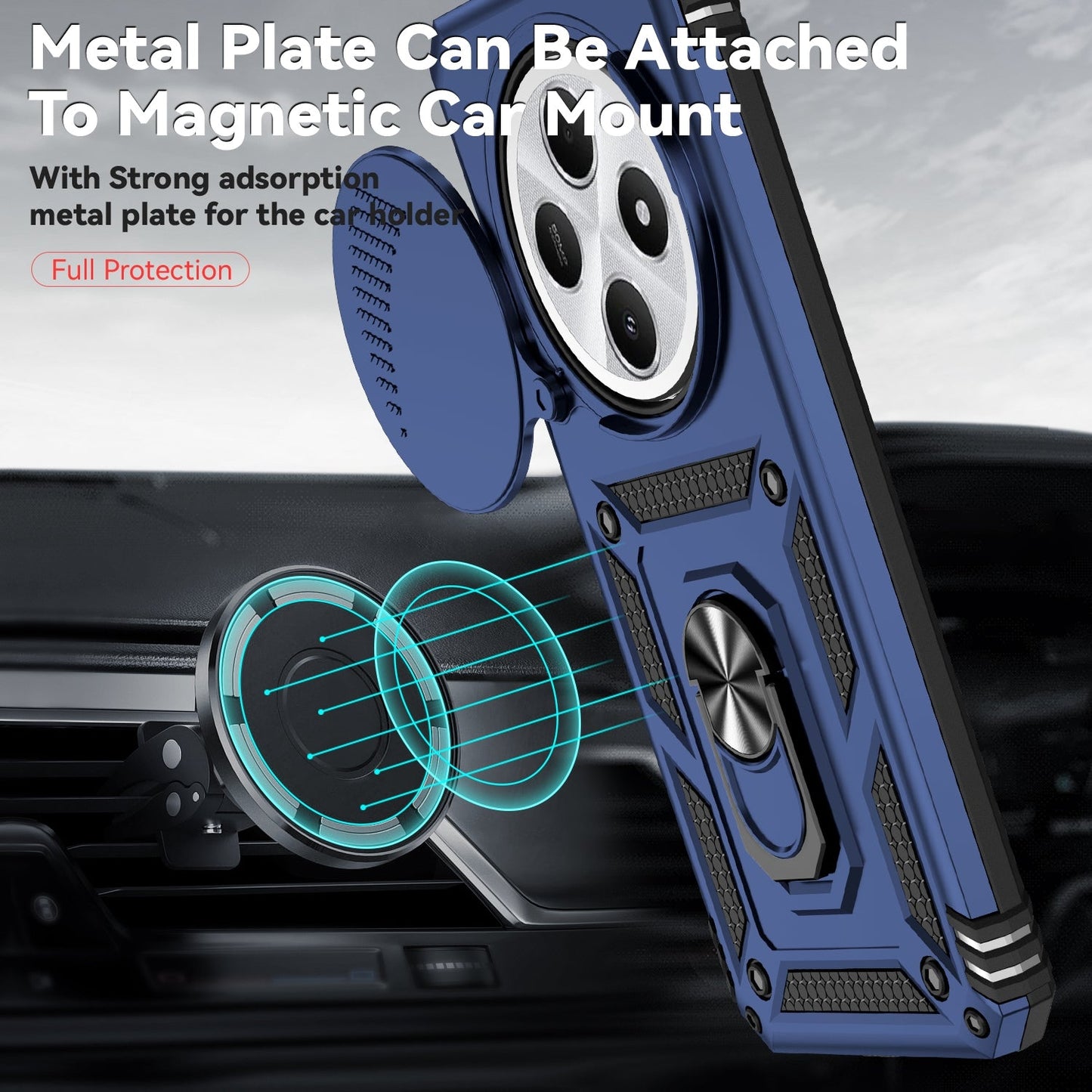 For Redmi 14C 4G Sliding Camshield Holder Phone Case(Blue)