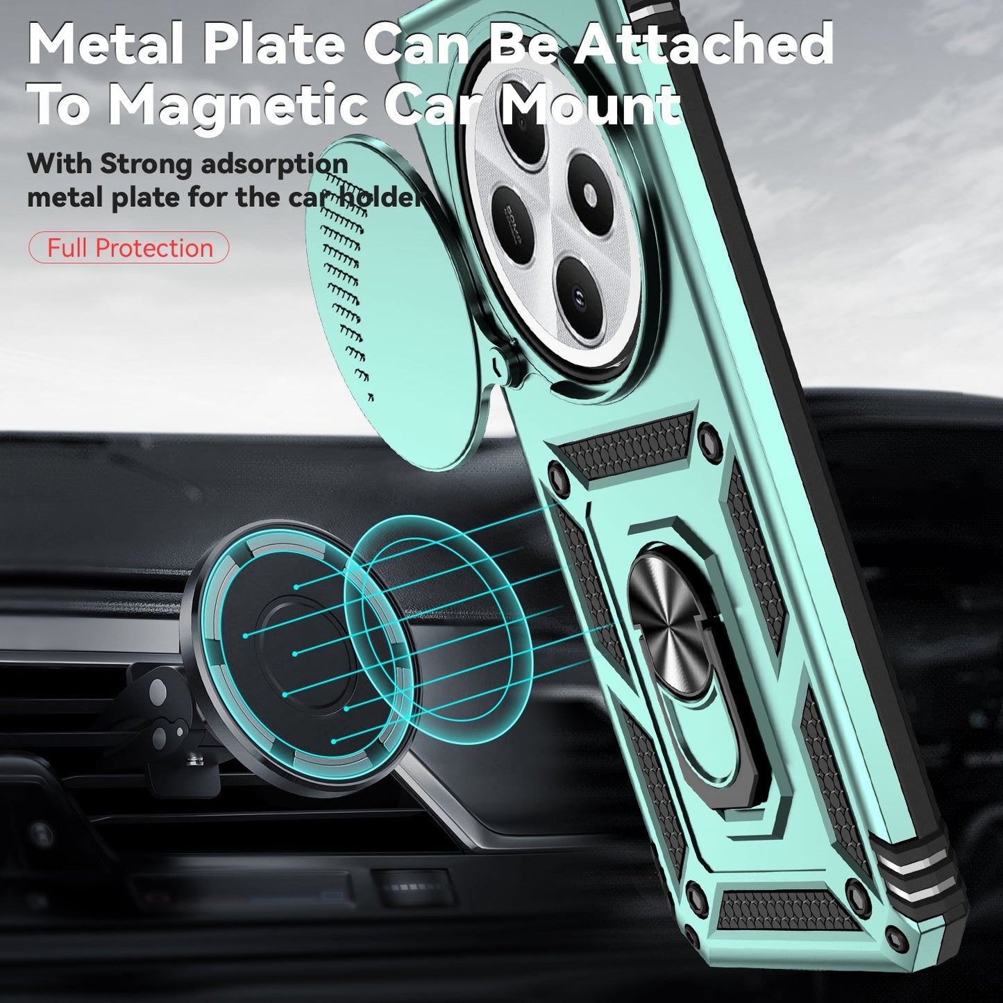 For Redmi 14C 4G Sliding Camshield Holder Phone Case(Green)