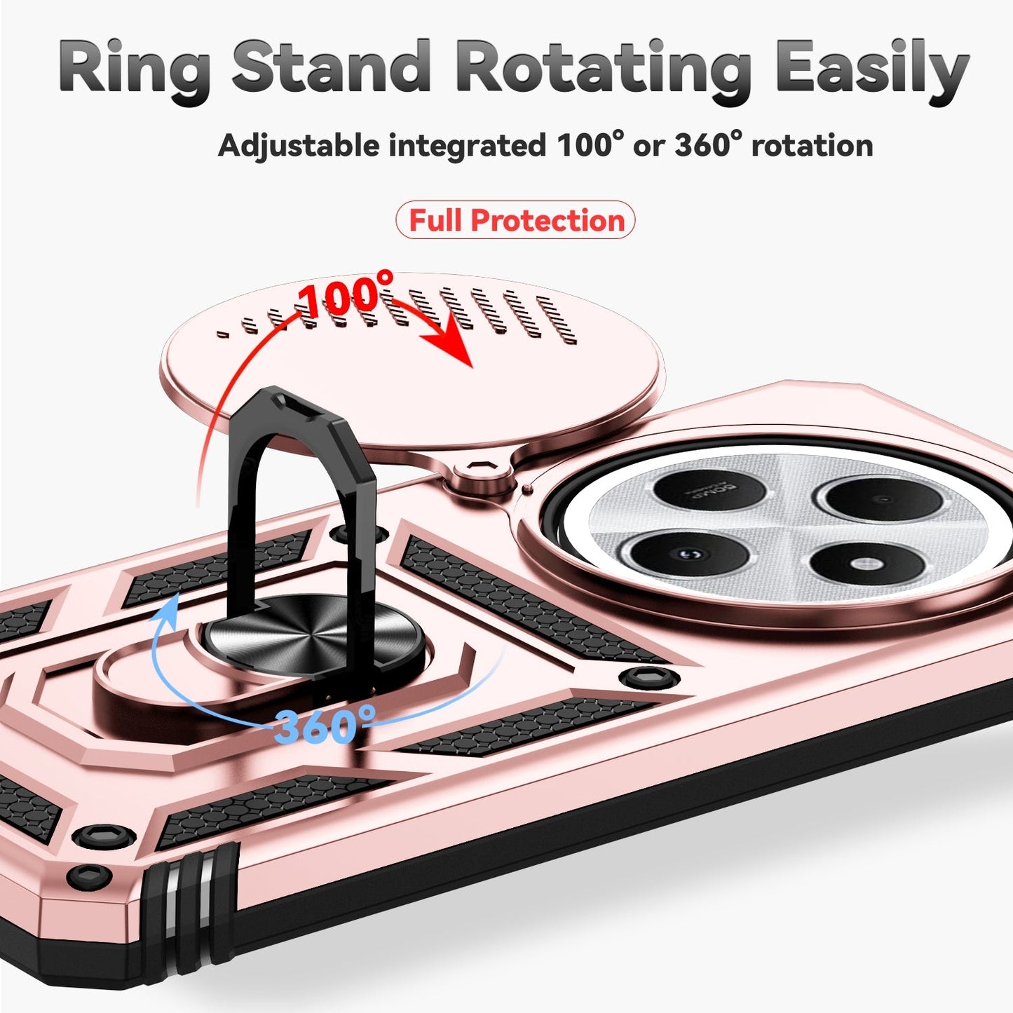 For Redmi 14C 4G Sliding Camshield Holder Phone Case(Rose Gold)