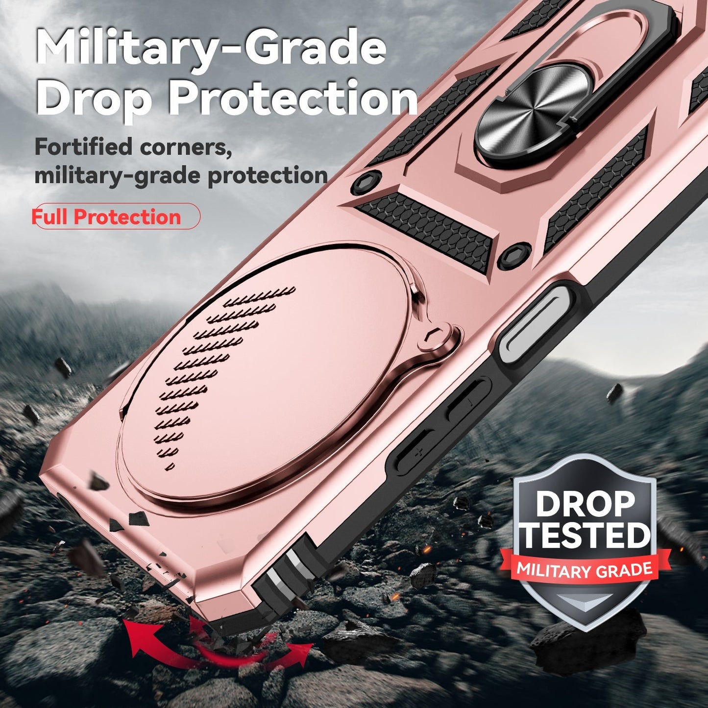 For Redmi 14C 4G Sliding Camshield Holder Phone Case(Rose Gold)