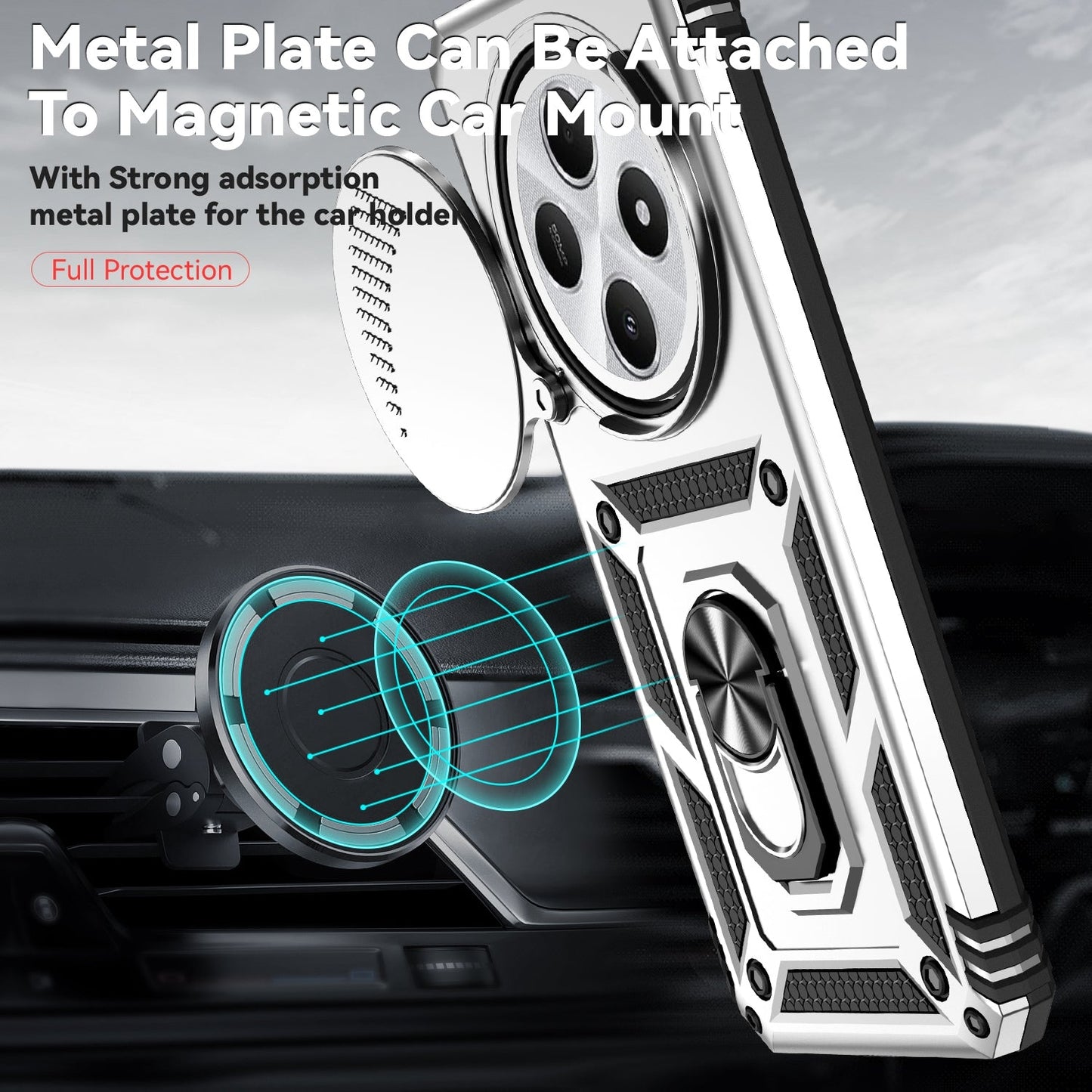 For Redmi 14C 4G Sliding Camshield Holder Phone Case(Silver)