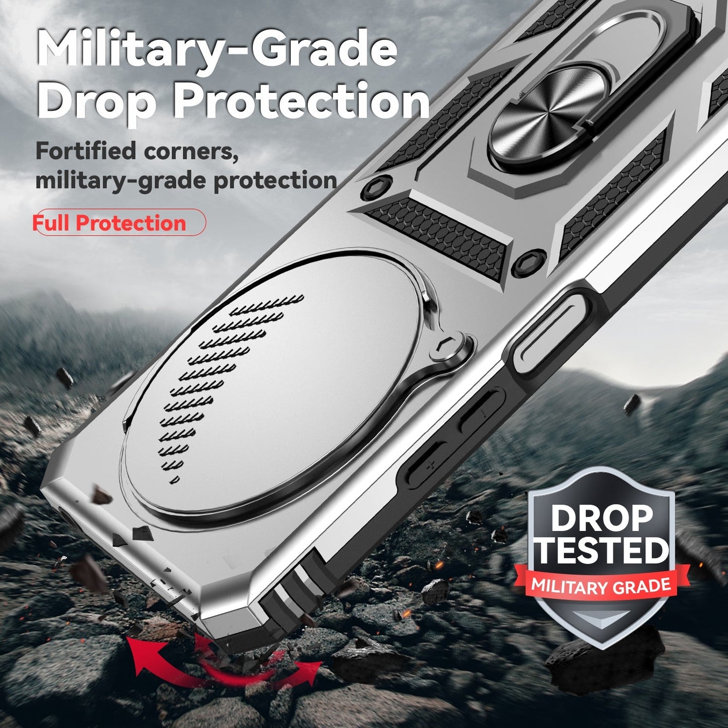 For Redmi 14C 4G Sliding Camshield Holder Phone Case(Silver)