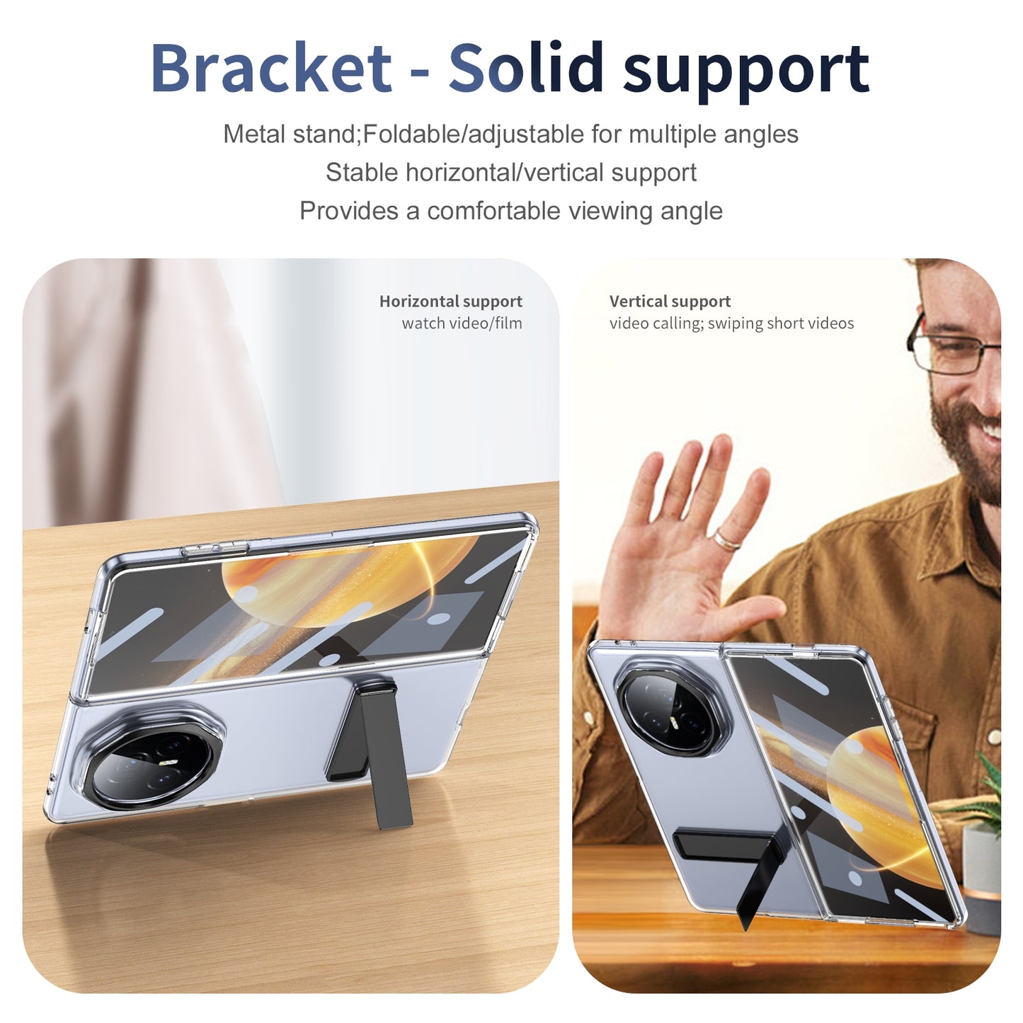 For Honor Magic V3 Ice-Cold Holder PC Hybrid TPU Phone Case(Black)