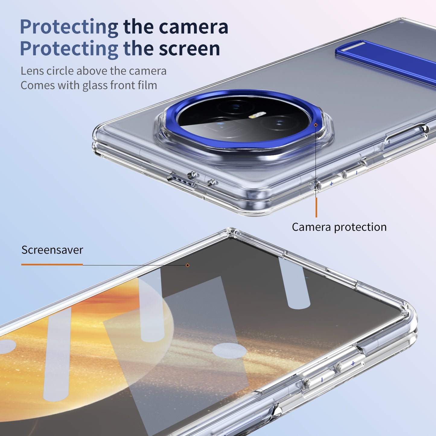 For Honor Magic V3 Ice-Cold Holder PC Hybrid TPU Phone Case(Blue)