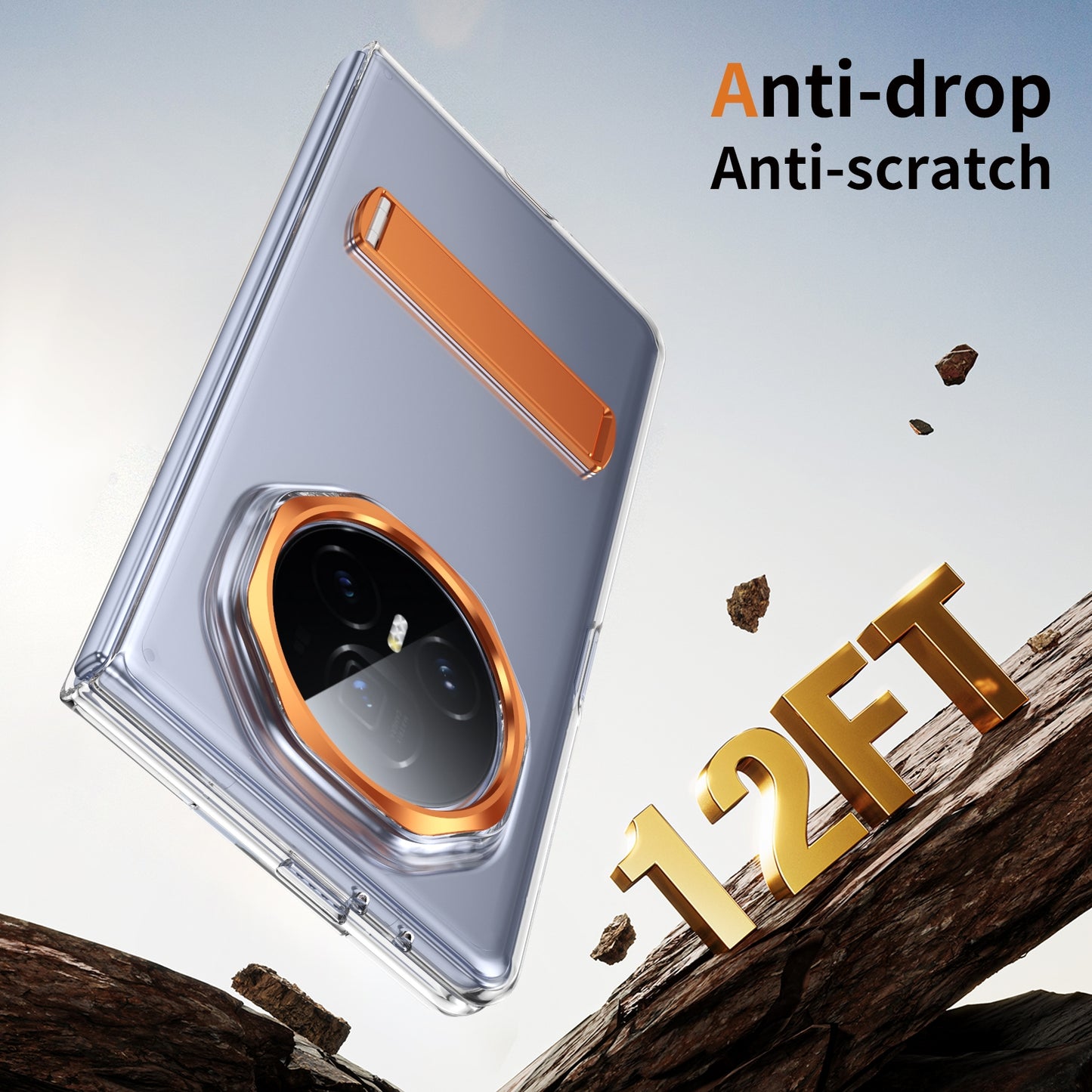 For Honor Magic V3 Ice-Cold Holder PC Hybrid TPU Phone Case(Orange)