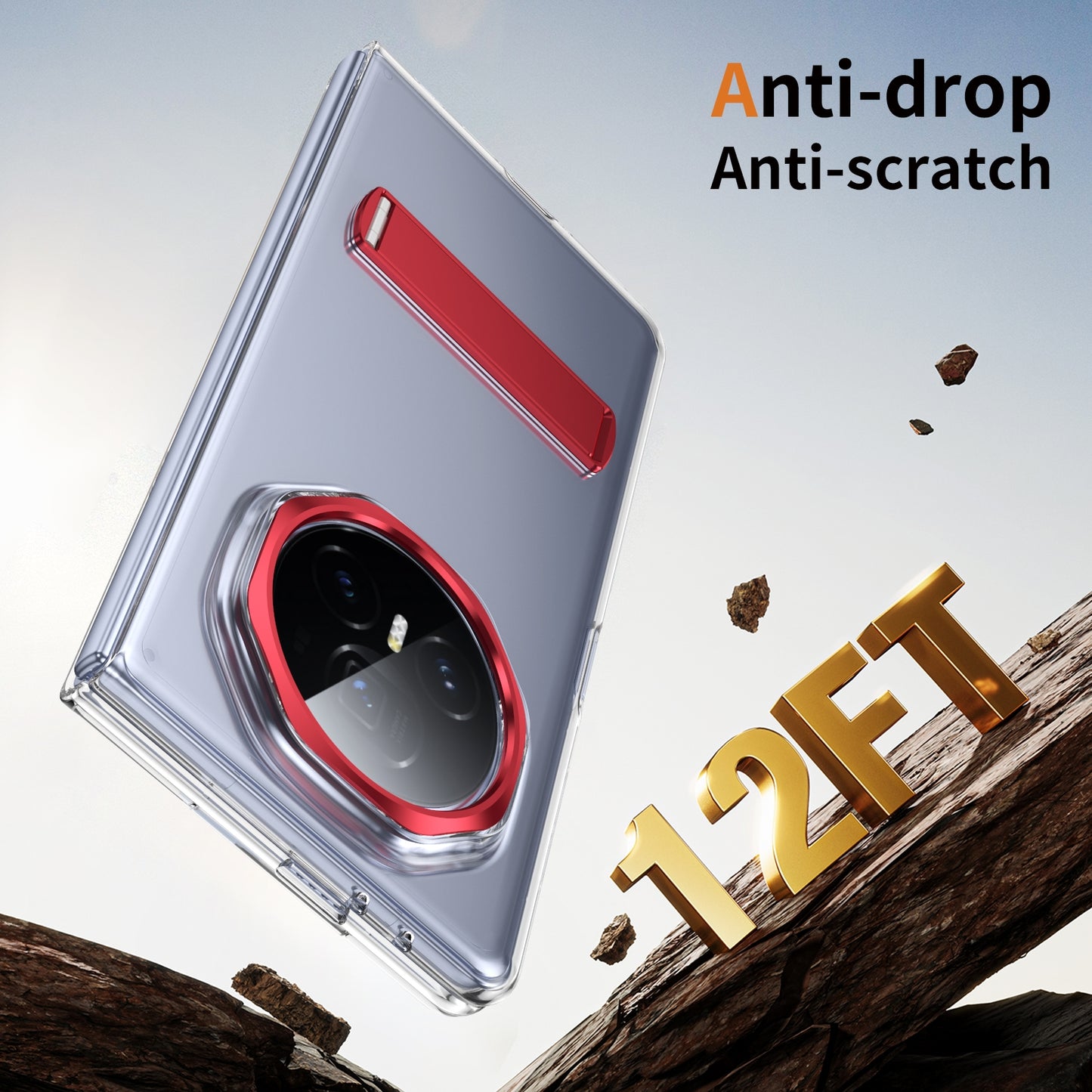 For Honor Magic V3 Ice-Cold Holder PC Hybrid TPU Phone Case(Red)