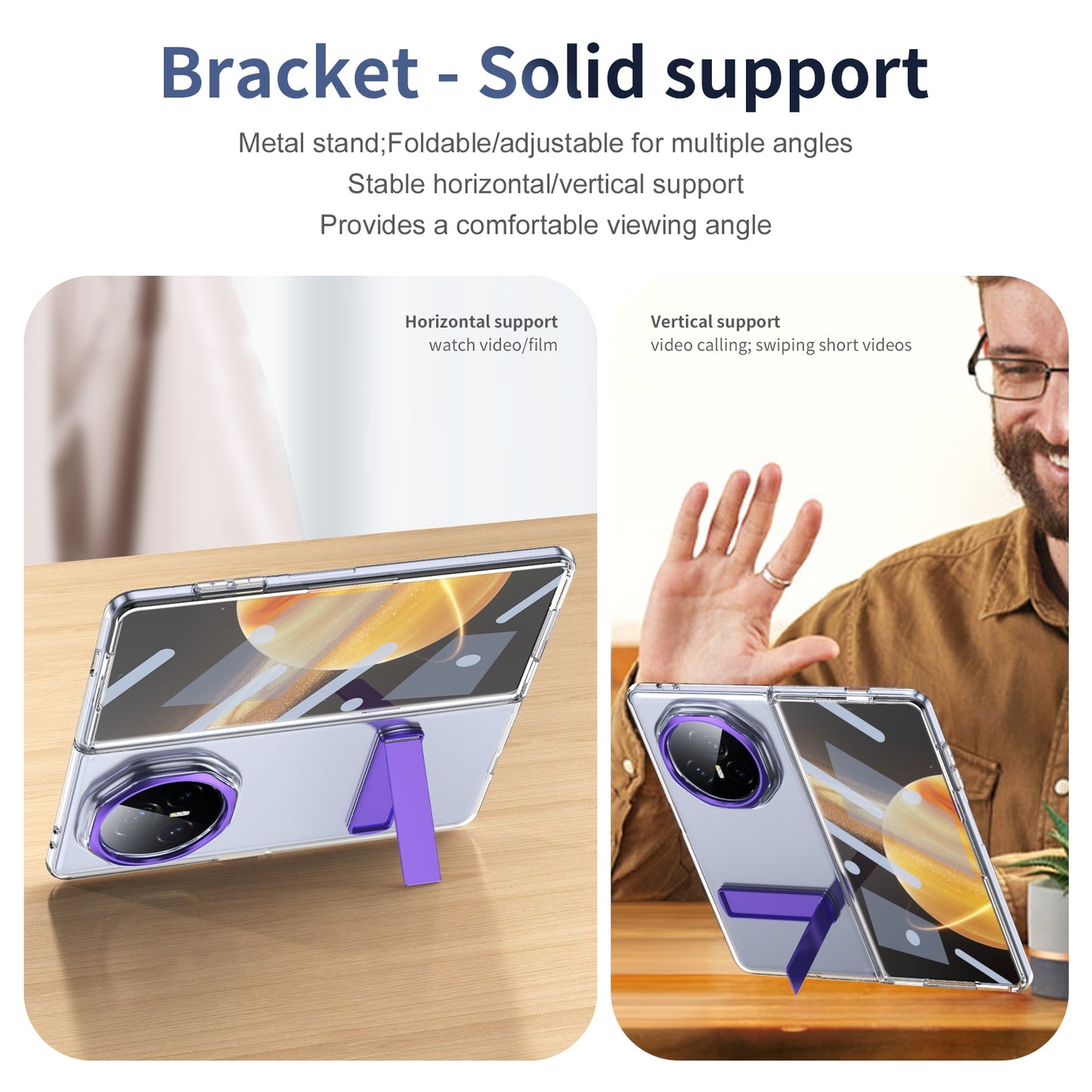 For Honor Magic V3 Ice-Cold Holder PC Hybrid TPU Phone Case(Purple)