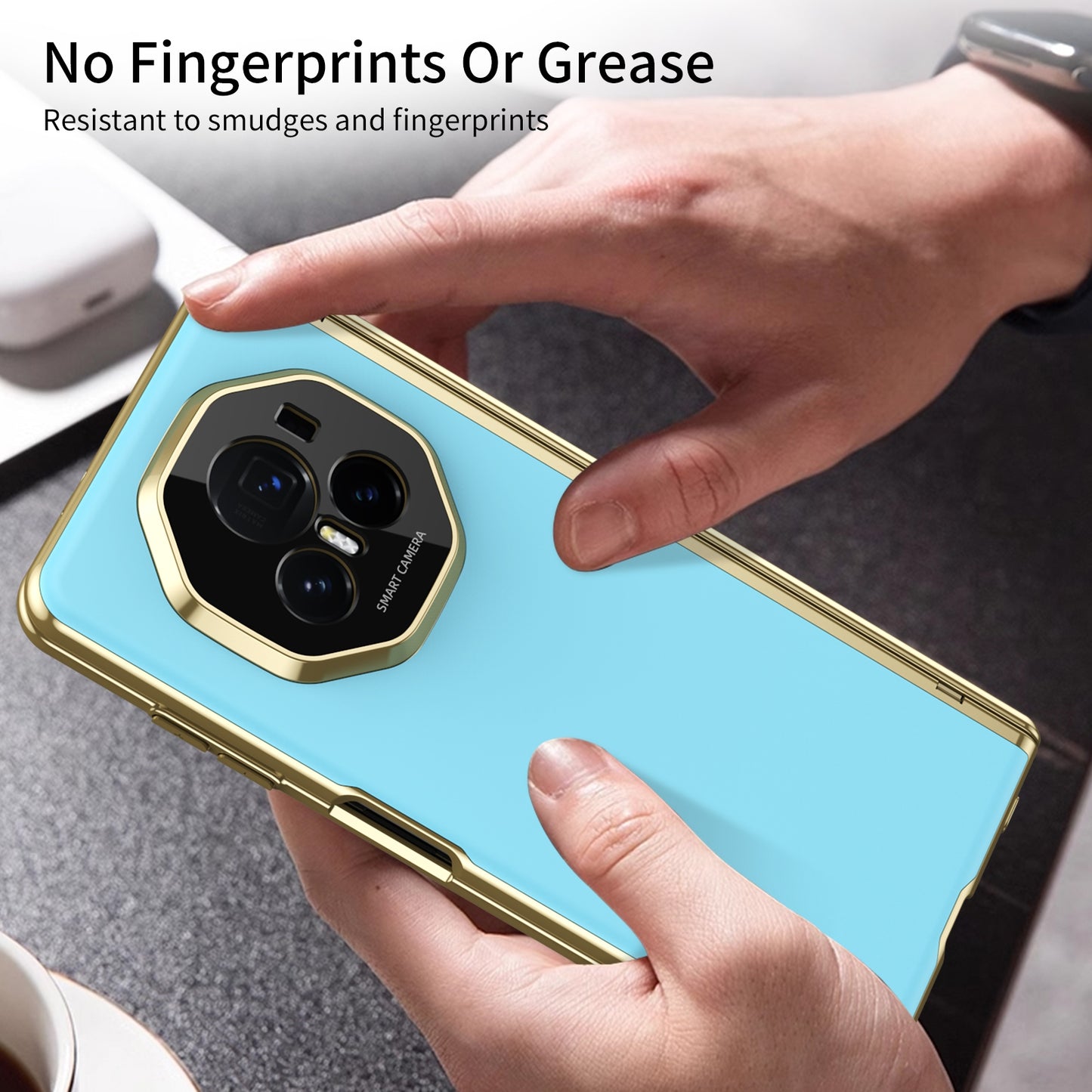 For Honor Magic V3 Integrated AG Frosted Vacuum Plating Phone Case(Ice Blue)