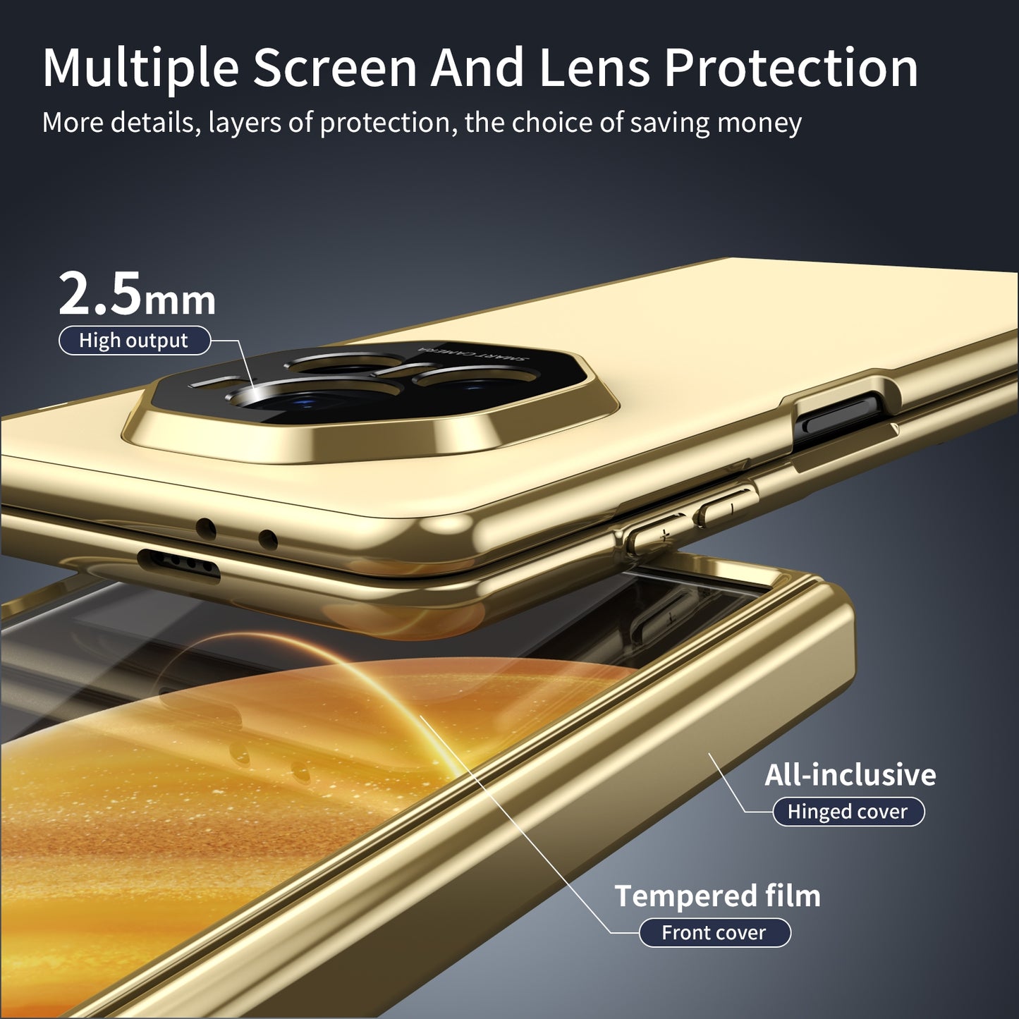 For Honor Magic V3 Integrated AG Frosted Vacuum Plating Phone Case(Gold)