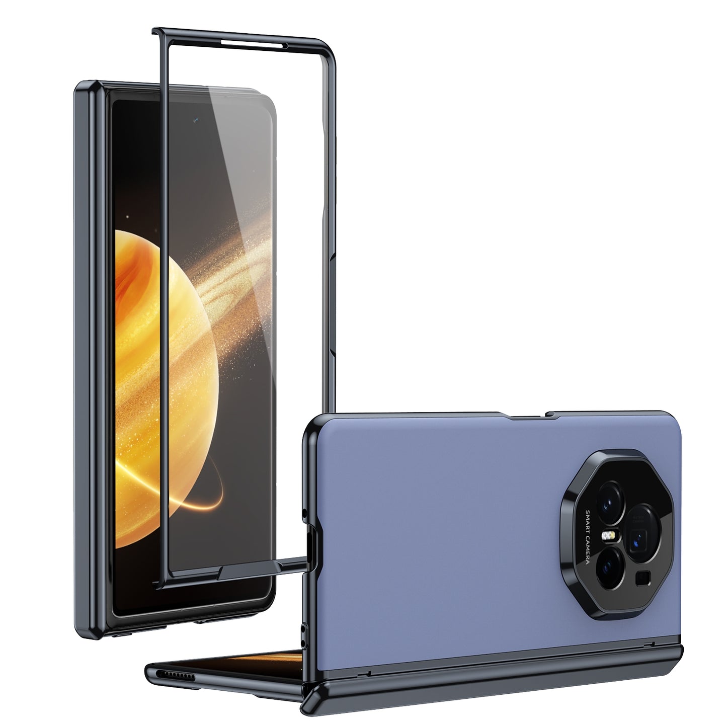 For Honor Magic V3 Integrated AG Frosted Vacuum Plating Phone Case(Blue)